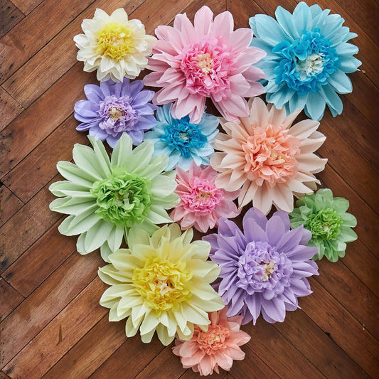 Homarkable Pastel Paper Flowers,12 Pcs Crepe Paper Flowers Decorations,6 in,10 in Flower for Wedding Party Baby Bridal Shower Carnival Party Nursery Wall Decor