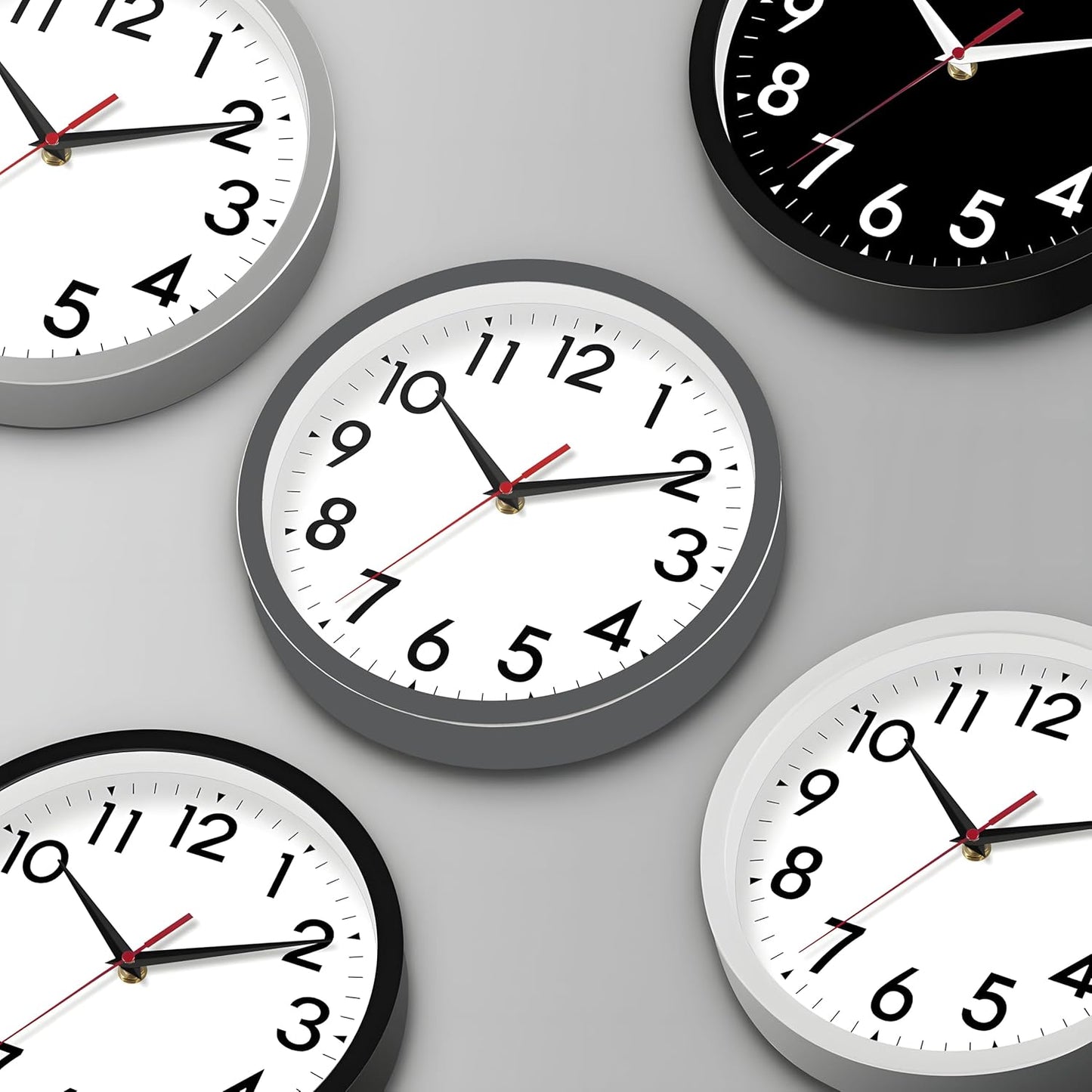 Wall Clock Small Analog 8 Inch Silent Non Ticking Battery Operated Modern Simple Decorative for Kitchen Office Bedroom Bathroom Living Room(Gray)