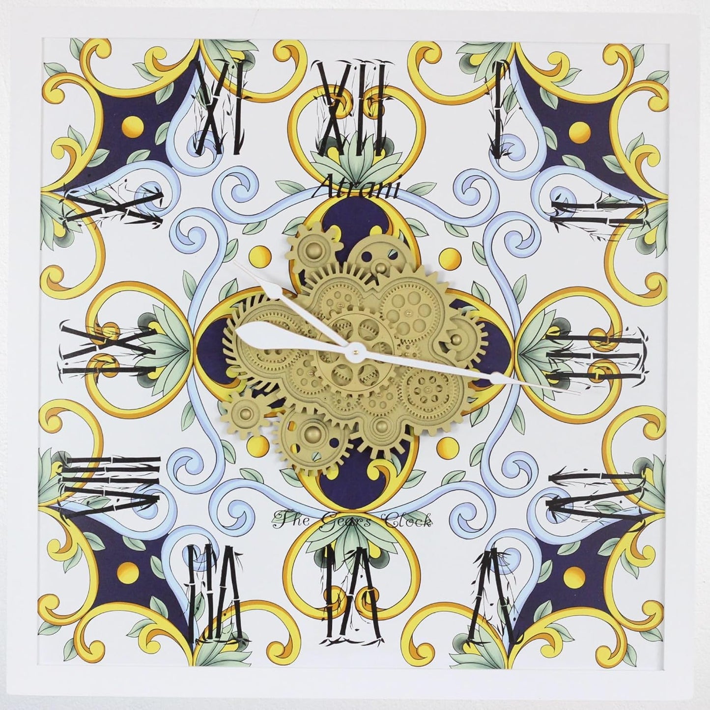 The Gears Clock Wall Clock Italy Collection with Moving Gears (Atrani, 36 inch Square)