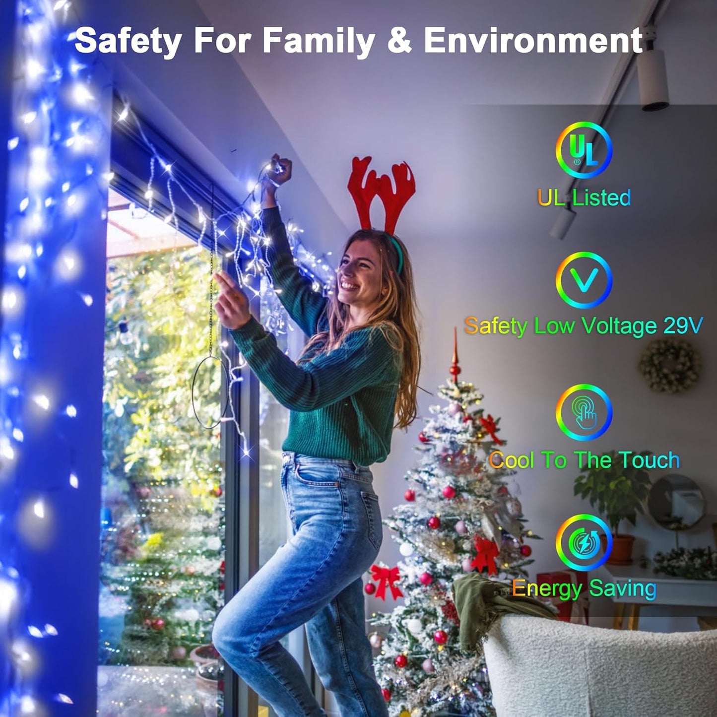 66FT 666 LED Outdoor Christmas Lights - 148 Ice Drops, 12 Pro Modes with Timer Memory & Brightness, Waterproof Hanging Ice String Light for Holiday Wedding Garden Fence House Decor (White & Blue)