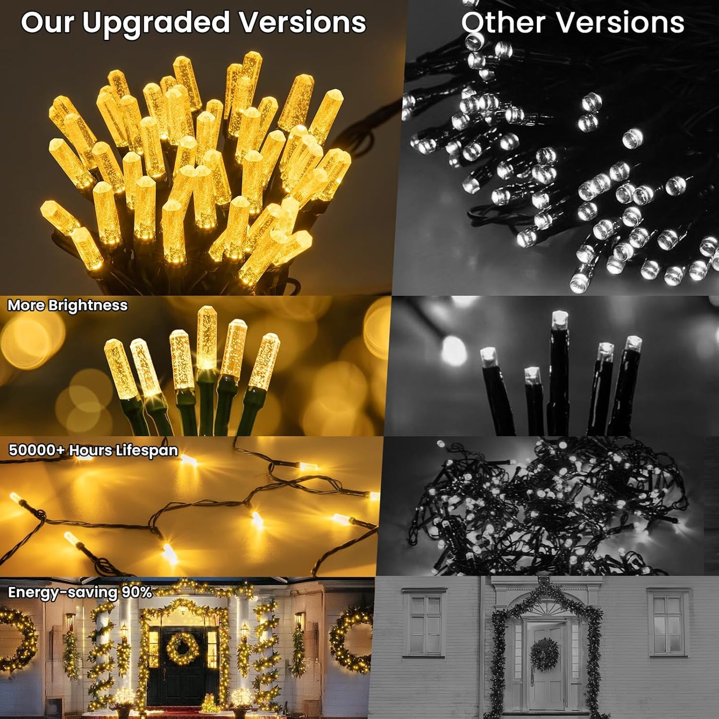 315FT 800 LED Christmas Tree Lights,String Lights Green Wire with 8 Modes, Timer and Memory, Plug in Outdoor Waterproof Twinkle Lights for Indoor Yard Xmas Holiday, Warm White