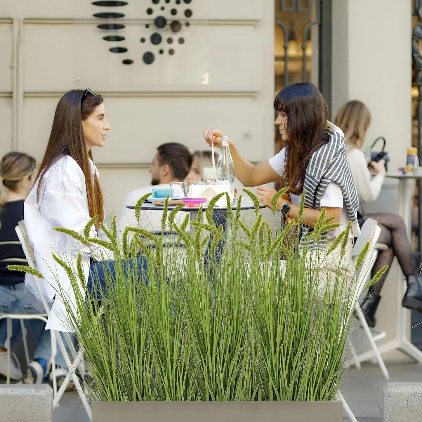 Green Onions Fake Plants,Artificial Plants Indoor, Fake Grass Decor Green Plant Fake Outdoor Flowers Fake Succulents,Artificial Tall Grass Plants with Pots House Decorative (47" 1 Pack)