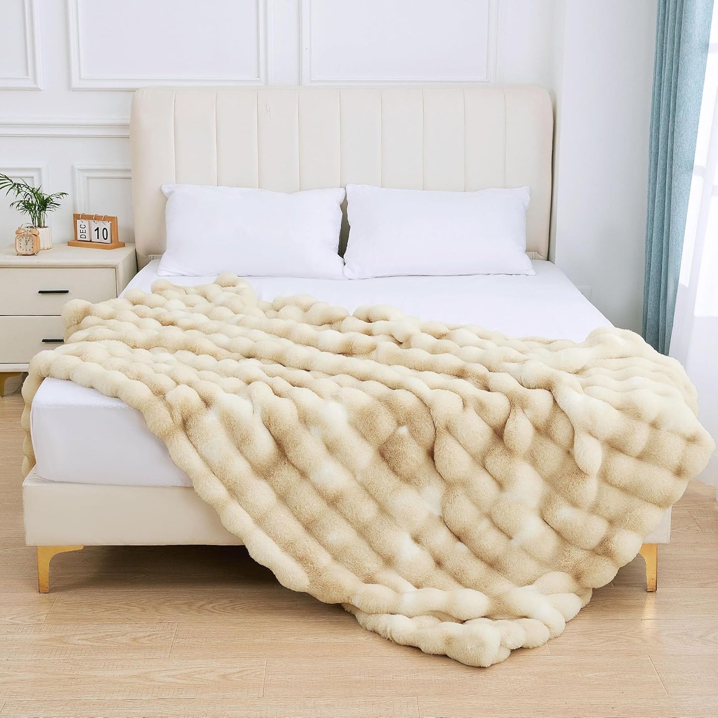 Tie-dye Camel Faux Fur Rabbit Thick Throw Blanket for Couch Living Room 50x60 Fluffy Bed Furry Comforter Soft Blanket Best Housewarming Home Gifts 860 GSM