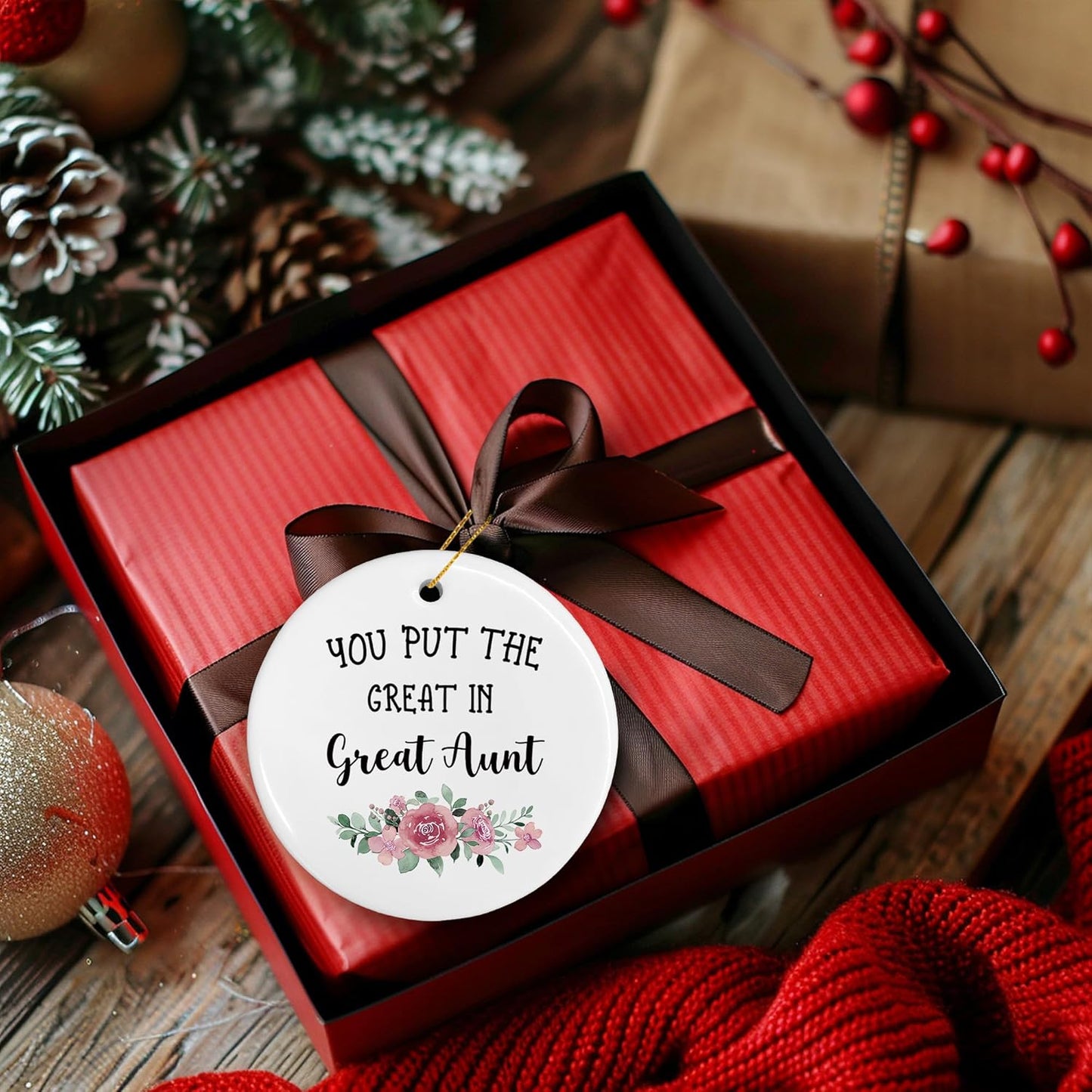 Great Aunt Ceramic Christmas Ornaments, Great Aunt Gifts Baby Announcement Gifts Christmas Tree Decorations Ornaments, Pregnancy Announcement Gift Hanging Decor