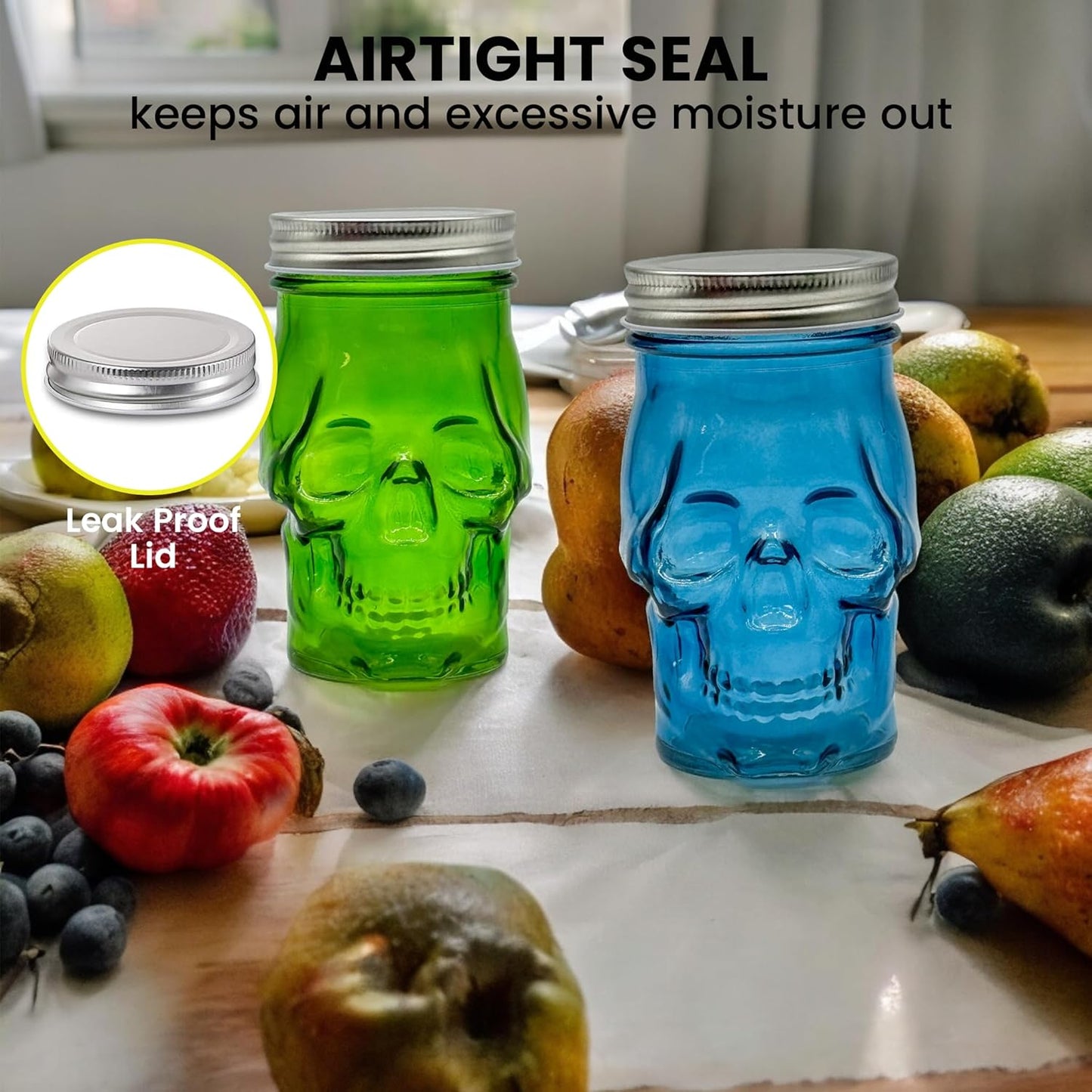 Generic 14 oz Colorful Skull Glass Mason Jar – Mix & Match 7 Vibrant Colors, Large & Durable! (Purple)
