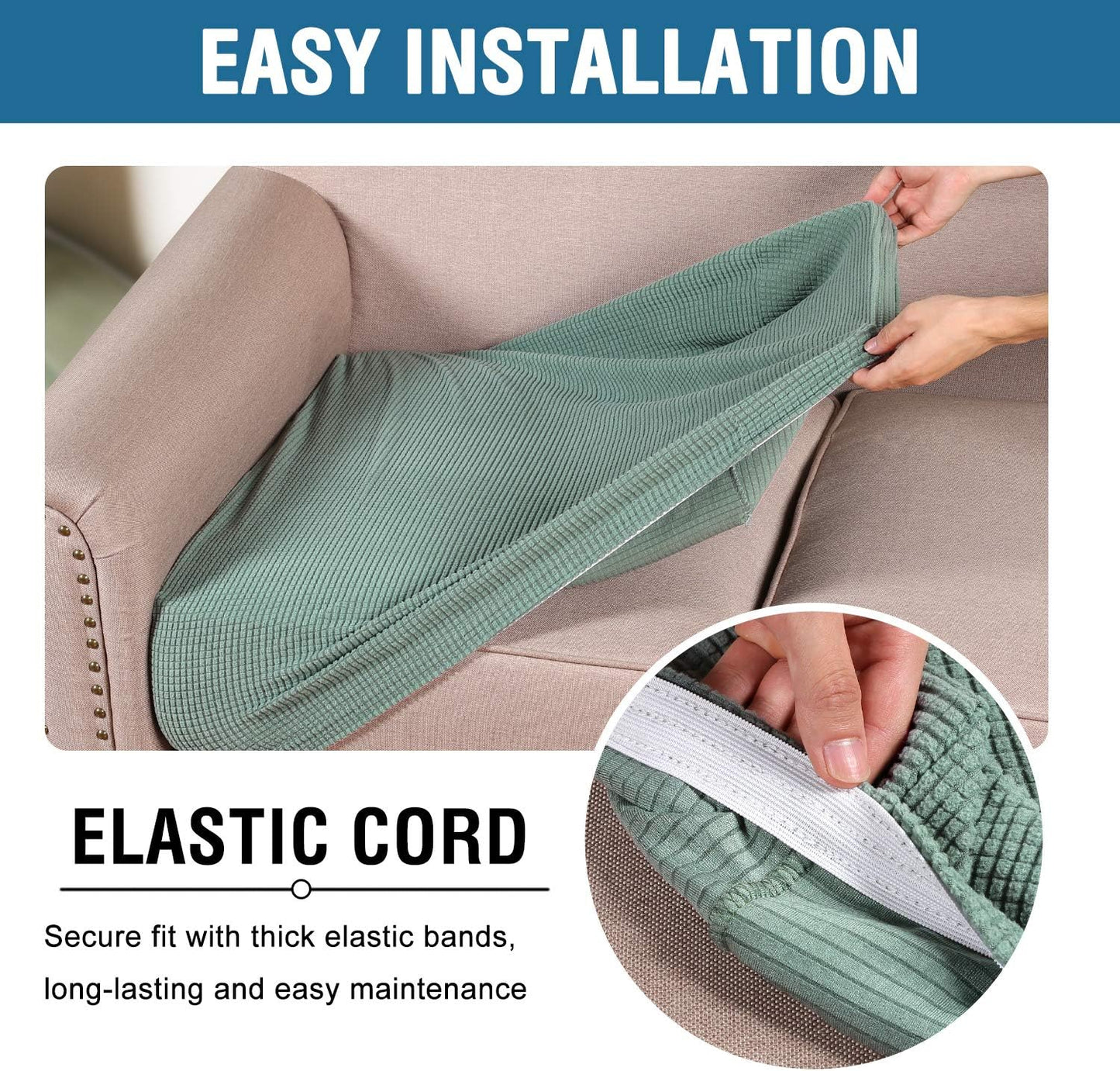 H.VERSAILTEX Super Stretch Stylish Cushions Covers/Furniture Cover Spandex Jacquard Small Checked Pattern Super Soft Slipcover Washable Individual