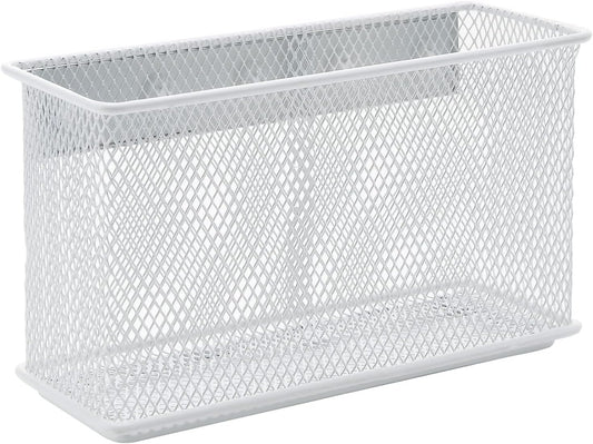 dedoot Magnetic Pencil Holder for refrigerator Storage Magnetic Basket Mesh White Strong Magnetic Pen Holder for Refrigerator,Whiteboard, Locker, Home and Office Organizer, 6.3x2.3x3.6inch
