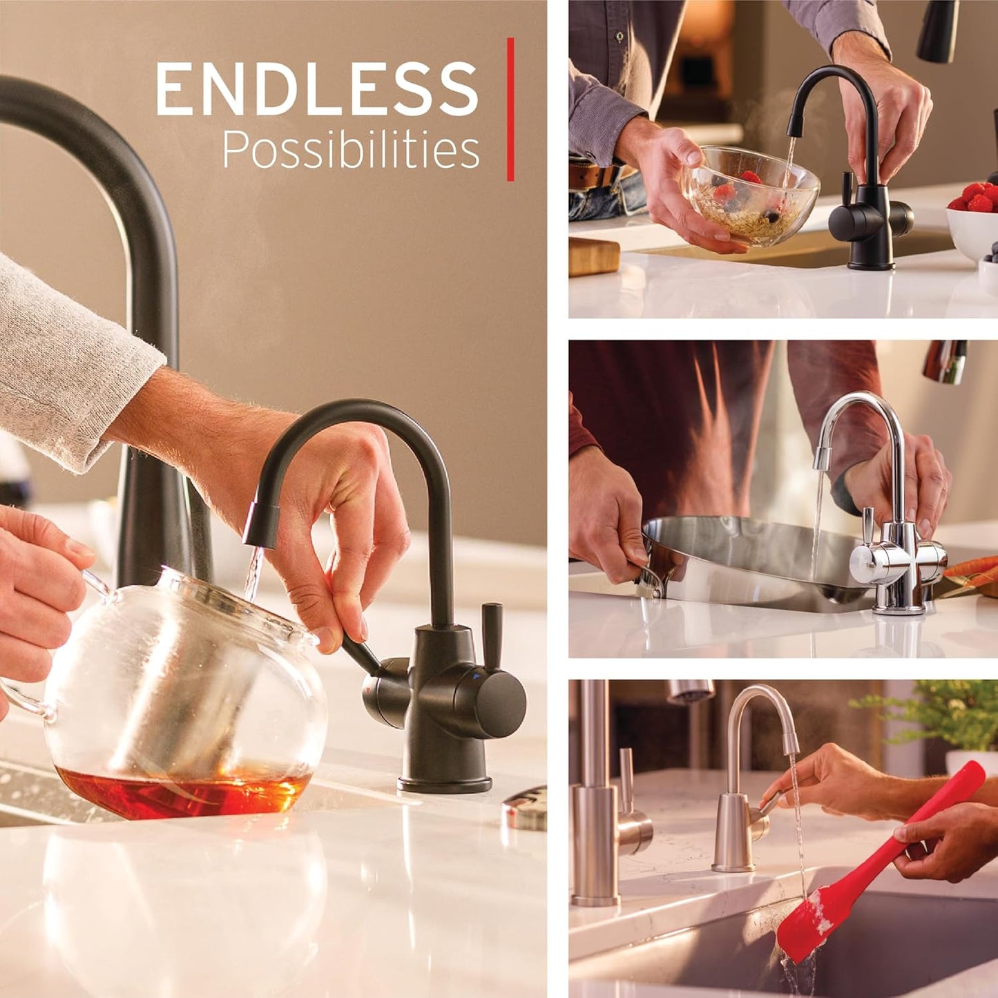 InSinkErator Stainless Steel Tank, H250MBLK-SS HOT250 System, Single-Handle Matte Black Faucet with 2/3-Gallon Instant Hot Water Dispenser & STC-MTBLK Push SinkTop Switch Button, Matte Black