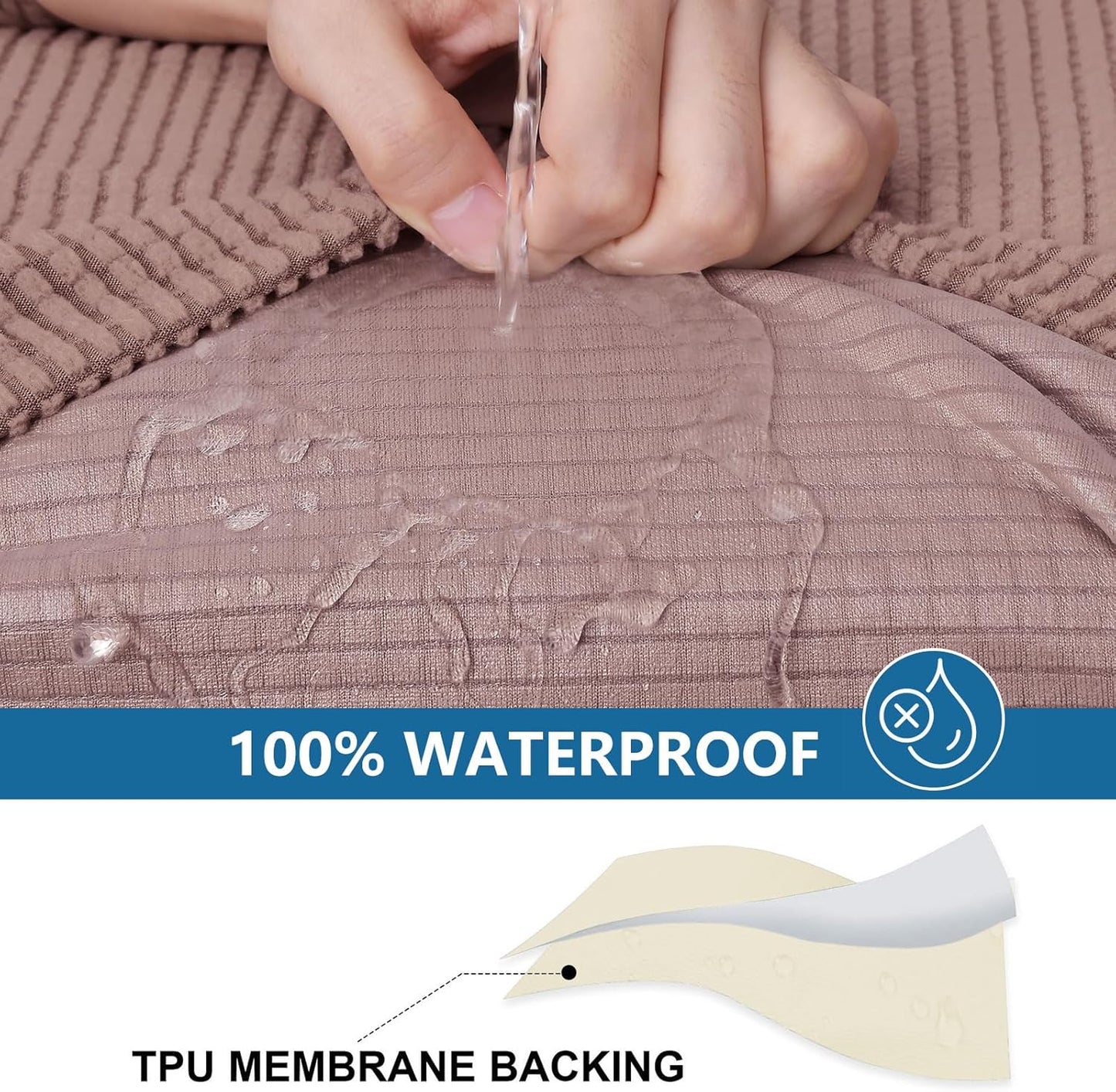 hyha Waterproof Sectional Couch Covers, Non Slip Sofa Couch Cushion Covers L Shape, Thick Stretch Jacquard Fabric, Washable Sofa Slipcovers with Elastic Bottom (1 Piece for Chaise, Camel)