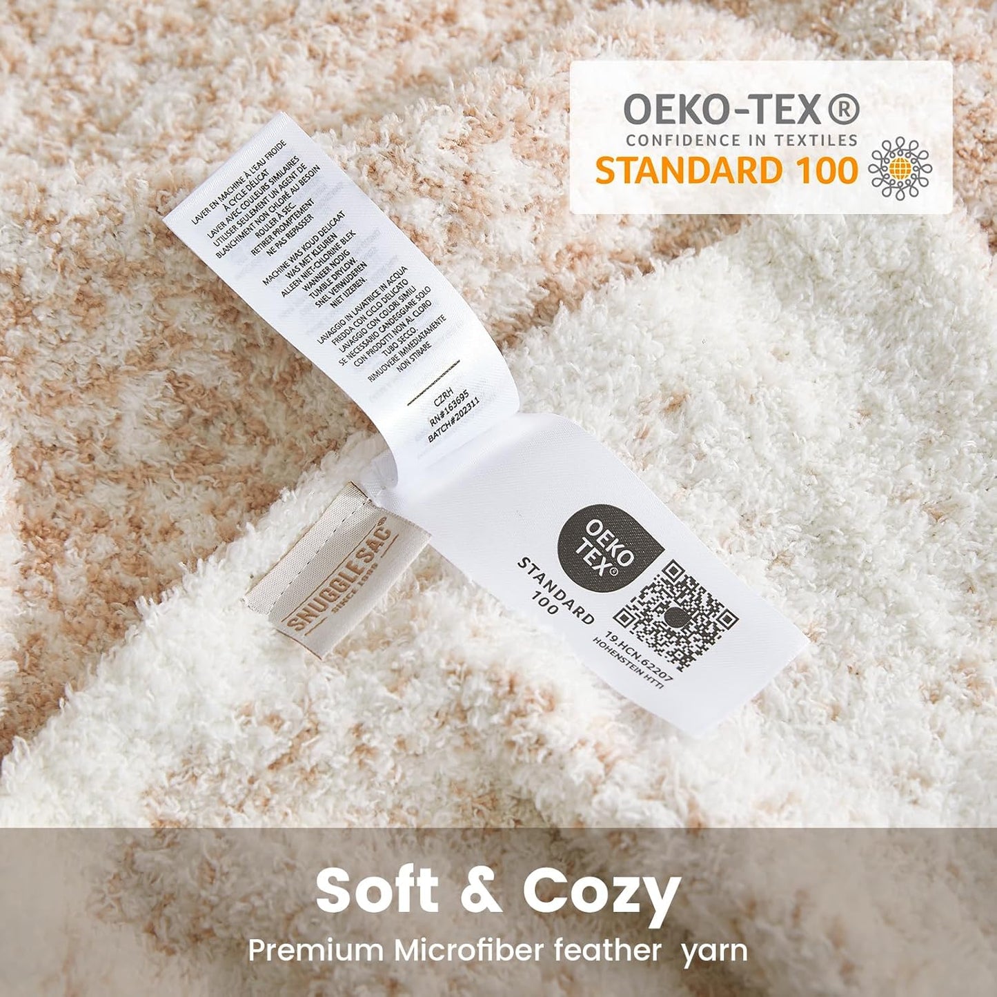 Snuggle Sac Buttery Beige Blanket Twin Size for Bed and Sofa, Reversible Super Soft Blankets Warm Cozy Knit Fuzzy Plush Blankets for Couch, Picnic, Ombre Beige, 60x80 inches