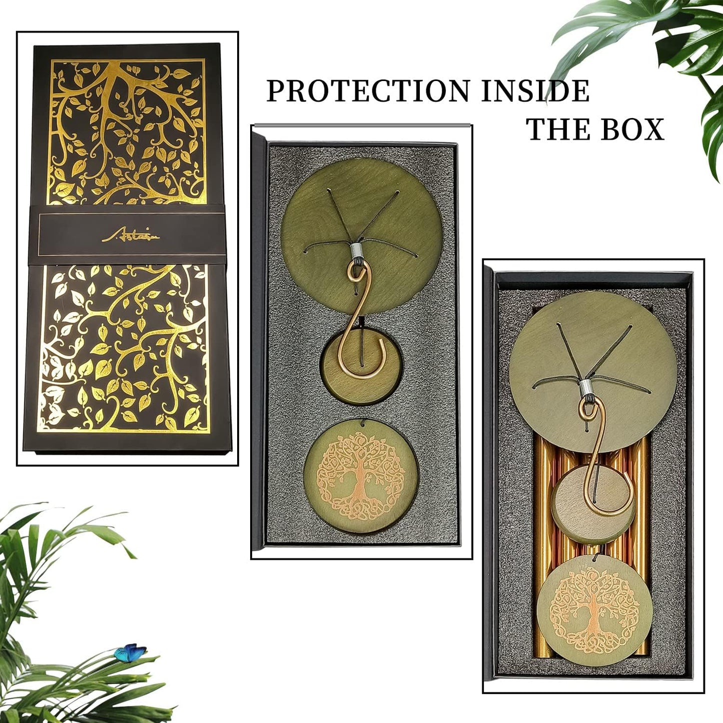 Gifts for Mom & Grandma - Outdoor Wind Chimes with Engraved Tree of Life, Large Patio Hanging Decor for Garden, Yard, Christmas, Anniversary Celebrations