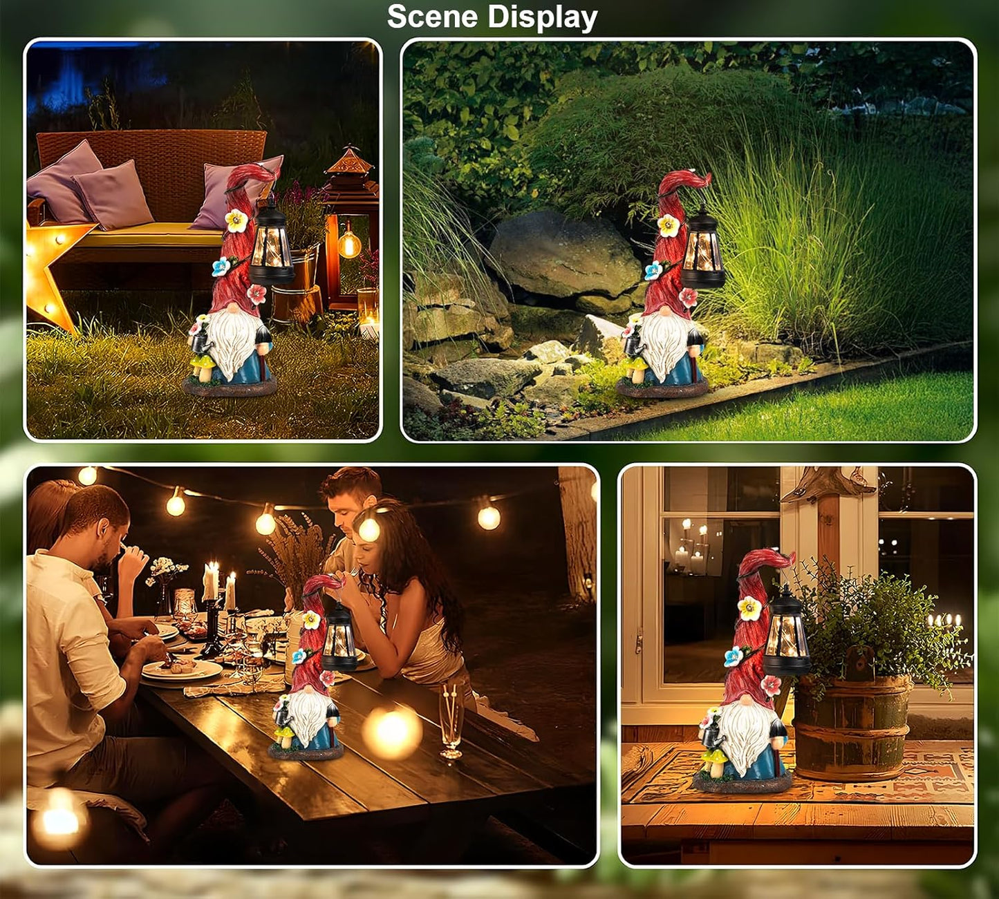 Solar Gnome Garden Statue Lights Gnome Figurine with Solar Lantern, Outdoor Garden Waterproof Ornaments Decorations for Yard Lawn Patio – Ideal Gift for Women Mom Grandma