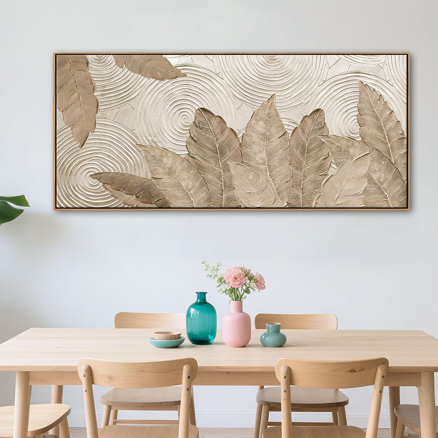Minimalist & Modern Art for Bedroom Decor Framed Abstract & Textured Artwork for Walls Neutral & Contemporary Beige Pictures - 3D Artwork for Living Room and Boho Style 31×70IN