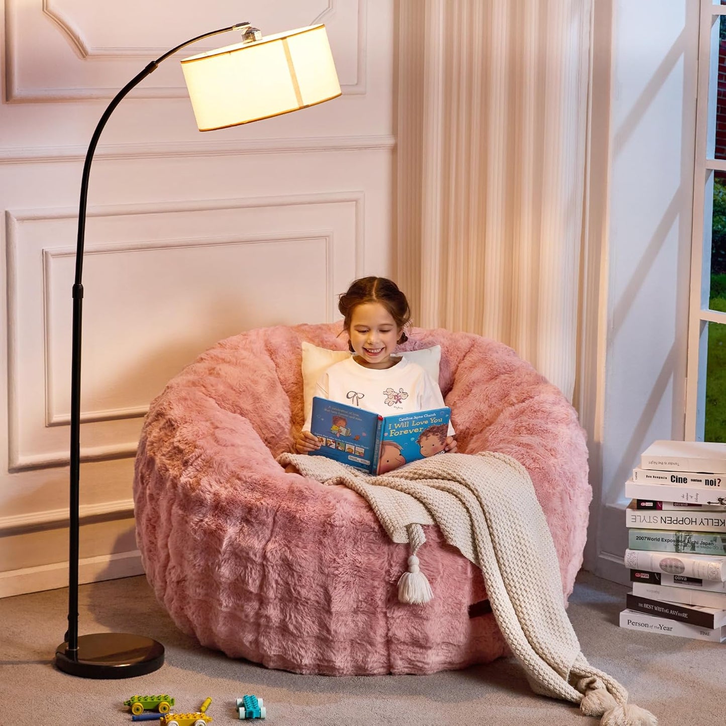 Hobestluk Bean Bag Chair Oversized Bean Bag Chair for Adults Donut-Shaped Large Bean Bag with Spacious Design for Living Room Bedroom or Reading Nook (Bubble Pink)