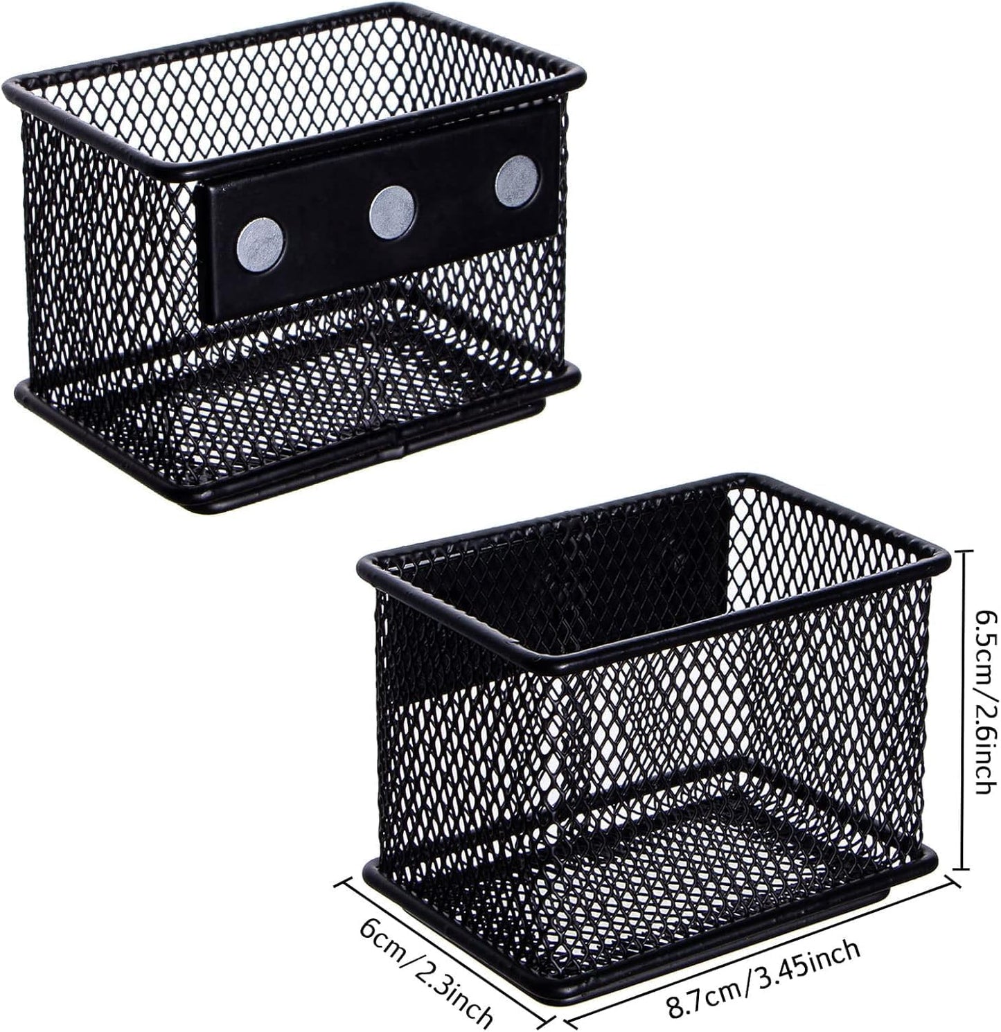 dedoot 4 Pack Magnetic Pen Holder, 3.45x2.3x2.6inch Magnetic Basket Locker Organizer Metal Mesh Pencil Memo Holder for Whiteboard, Fridge, Desk, Offices