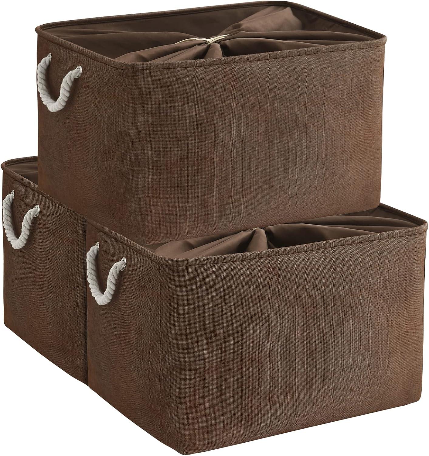TheWarmHome Organization and Storage for Organizing - Extra Jumbo 3 Pack 20.5x15.7x13.8 inch Fabric Storage Bin for Shelves, Storage cubes for Decorative Shoes Towel Blanket Closet (Brown)