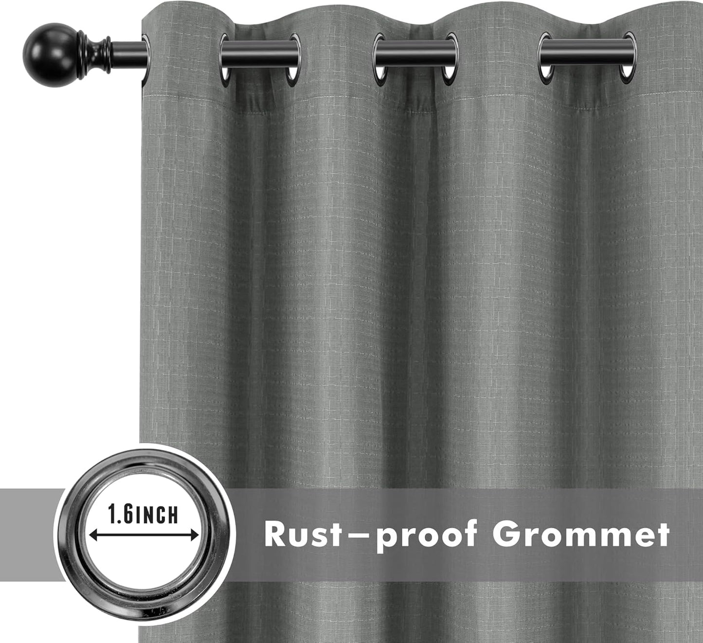 HolidayIdeas 4 Panels Linen Outdoor Curtains for Patio Waterproof Curtains 84 Inch Length-Outside Wide Curtains Weatherproof, Privacy for Pergola, Porch, Gazebo-110 Wide x 84" Long Light Grey