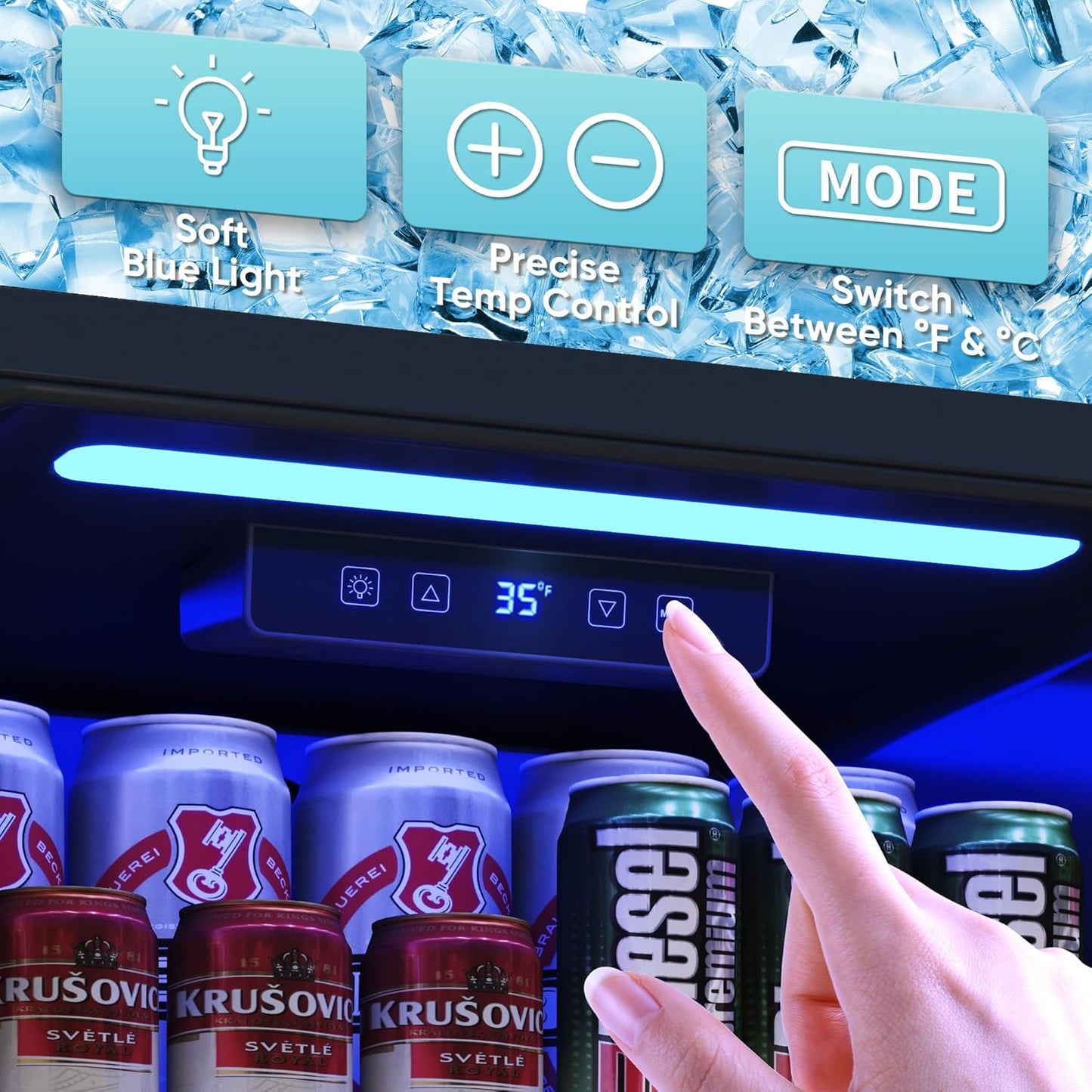 2.5 Cu.Ft Wine Fridge, Mini Fridge With Glass Door, Wine Cooler Refrigerator, Beverage Drink Beer Cooler, Adjustable Shelves & Digital Temperature Display, 22 Bottle 95 Can