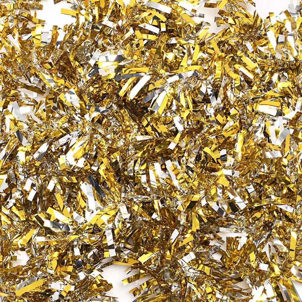 Anderson's Gold & Silver Metallic Tinsel Twist for Trailer Or Golf Cart, 4 inches Wide x 25 ft Long, Christmas, Birthday, Mardi Gras, Graduation and Holiday Garland Decor for Parties and Parades