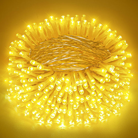 197FT 600 LED Christmas Lights Outdoor, Warm White Christmas Lights Indoor 8 Modes Clear Wire, Plug in Twinkle Fairy String Light for Outside Bedroom Wedding Xmas Tree Party Decorations