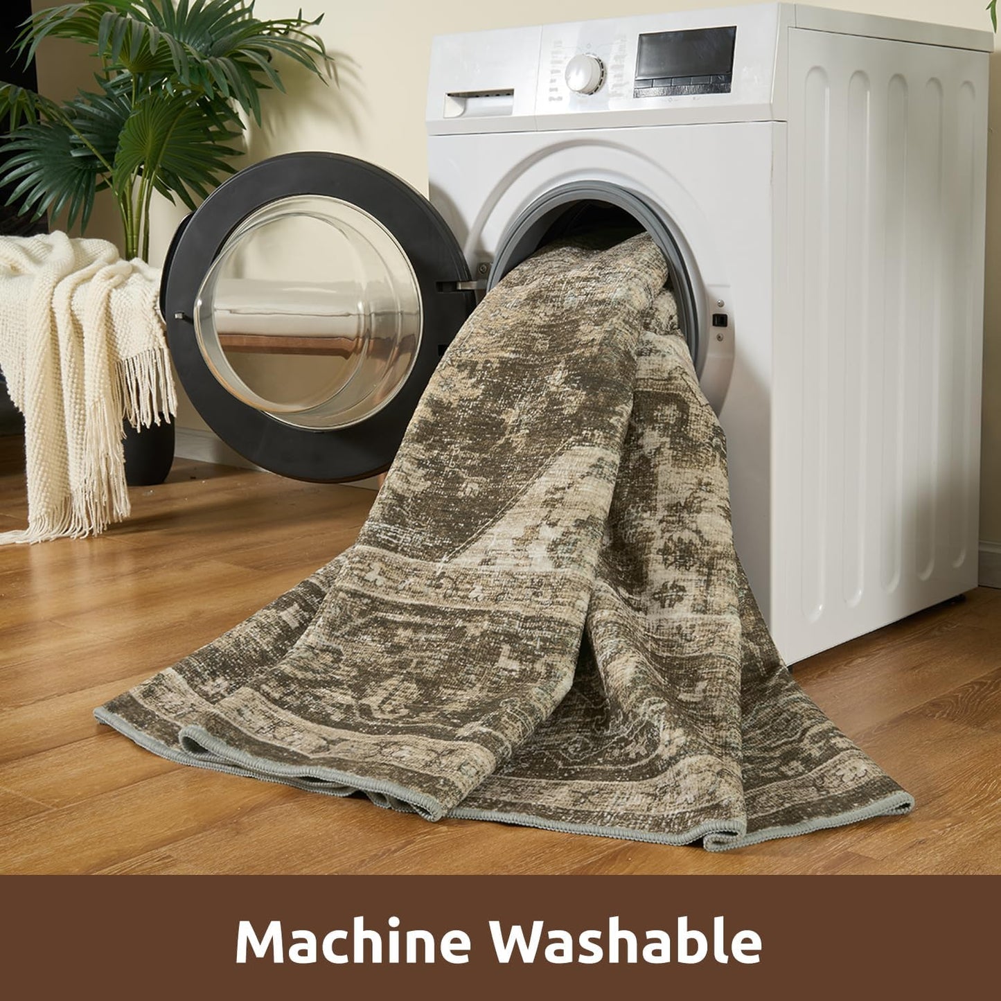 AMOAMI-Area Rug 9X12 Rugs for Living Room-Vintage Soft Coffee&Brown Rugs for Bedroom-Non Slip Carpet-Washable Rug for Dining Room Living Room Bedroom Office Under Table