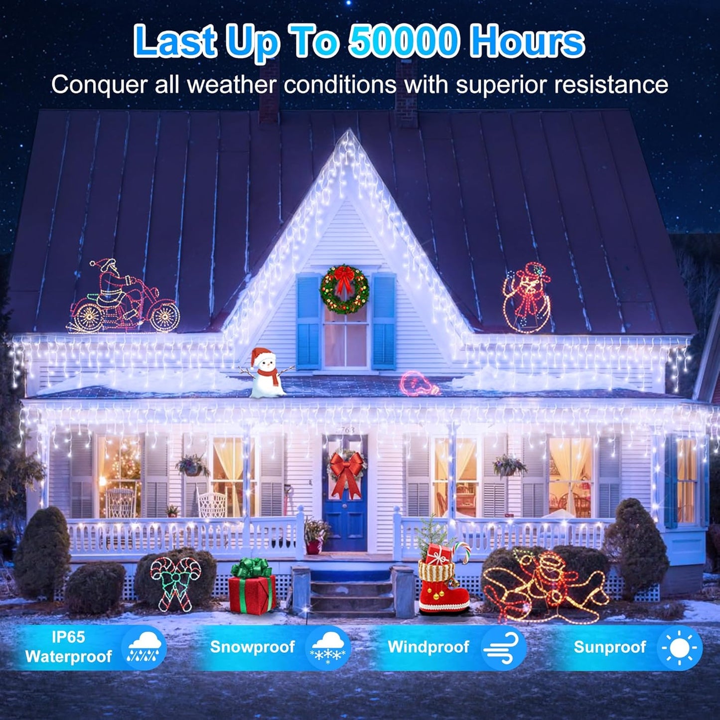 1620LED 164ft Christmas Lights, 360Drops 12 Modes Cool White Christmas String Lights Outdoor Dimmable, Waterproof Christmas Decoration Fairy Lights with Timer for Indoor Eaves Party Patio Window Fence