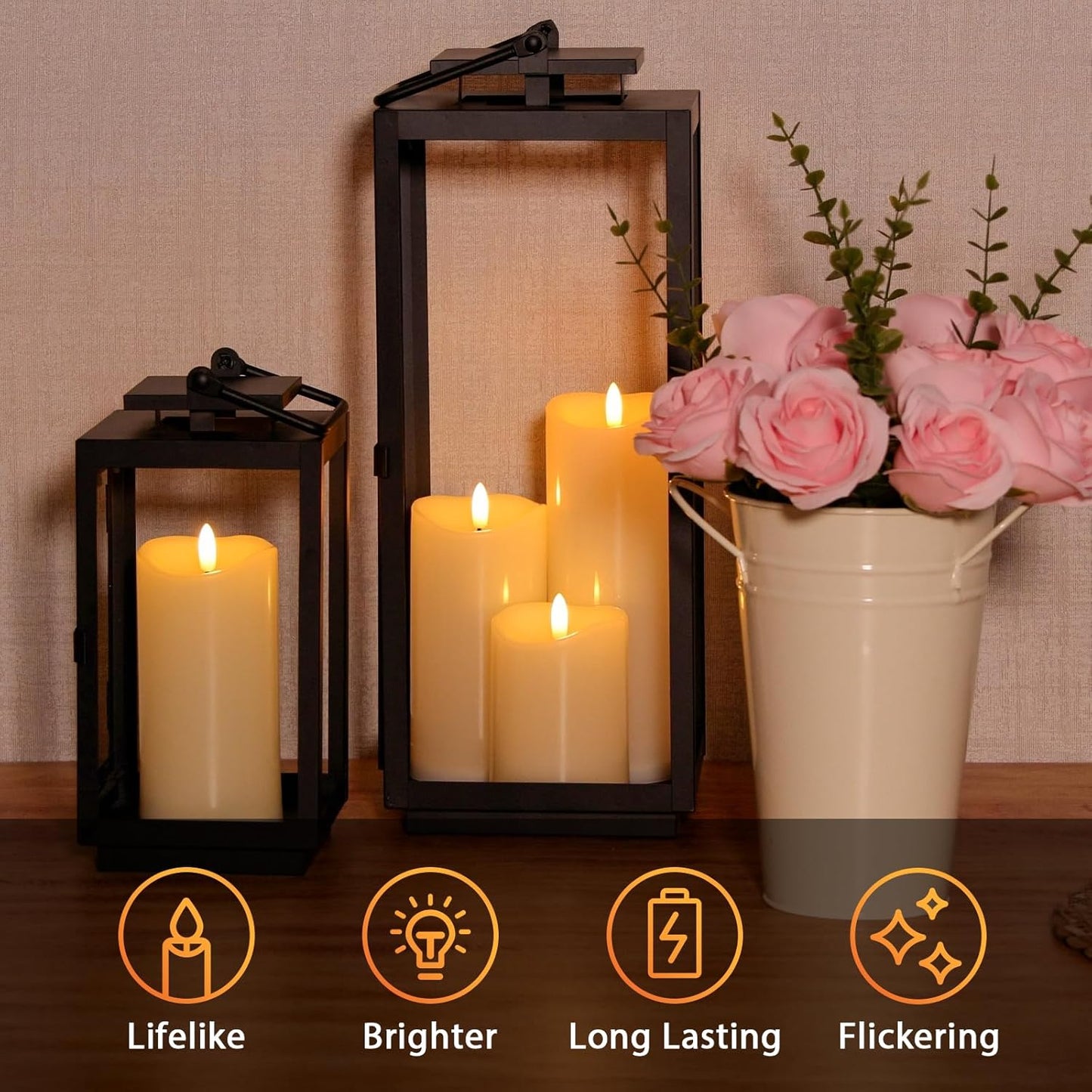 Outdoor Flameless Candles with Remote Timer - Waterproof Realistic Flickering LED Pillar Electric Battery Operated Fake Candle for Holiday Home Wedding Fireplace Decor - Ivory White 3 Pack (4”6”8”)