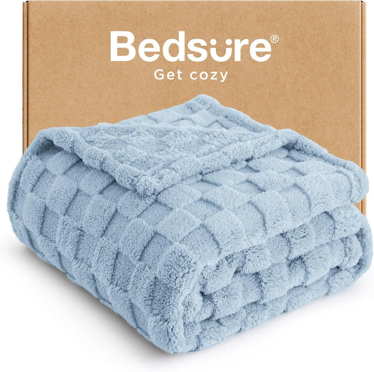 Bedsure GentleSoft Light Blue Throw Blanket for Couch - Super Soft Cozy Blankets Gifts for Women Men Girls, Cute Small Fleece Throws for Bedroom Home Decor, 50x70 Inches