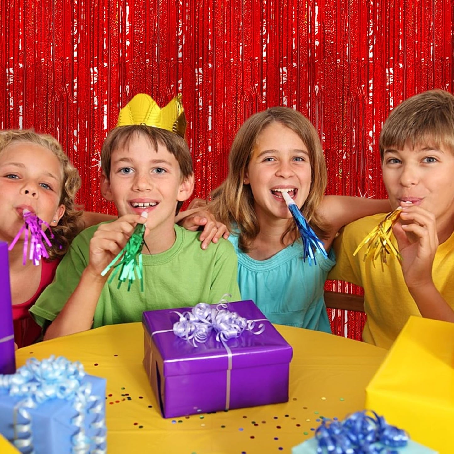 3 Pack Red Streamers Party Backdrop Christmas Decorations Foil Fringe Backdrop Curtains Carnival Casino Theme Birthday New Year Holiday Celebration Bachelorette Party Decorations Supplies