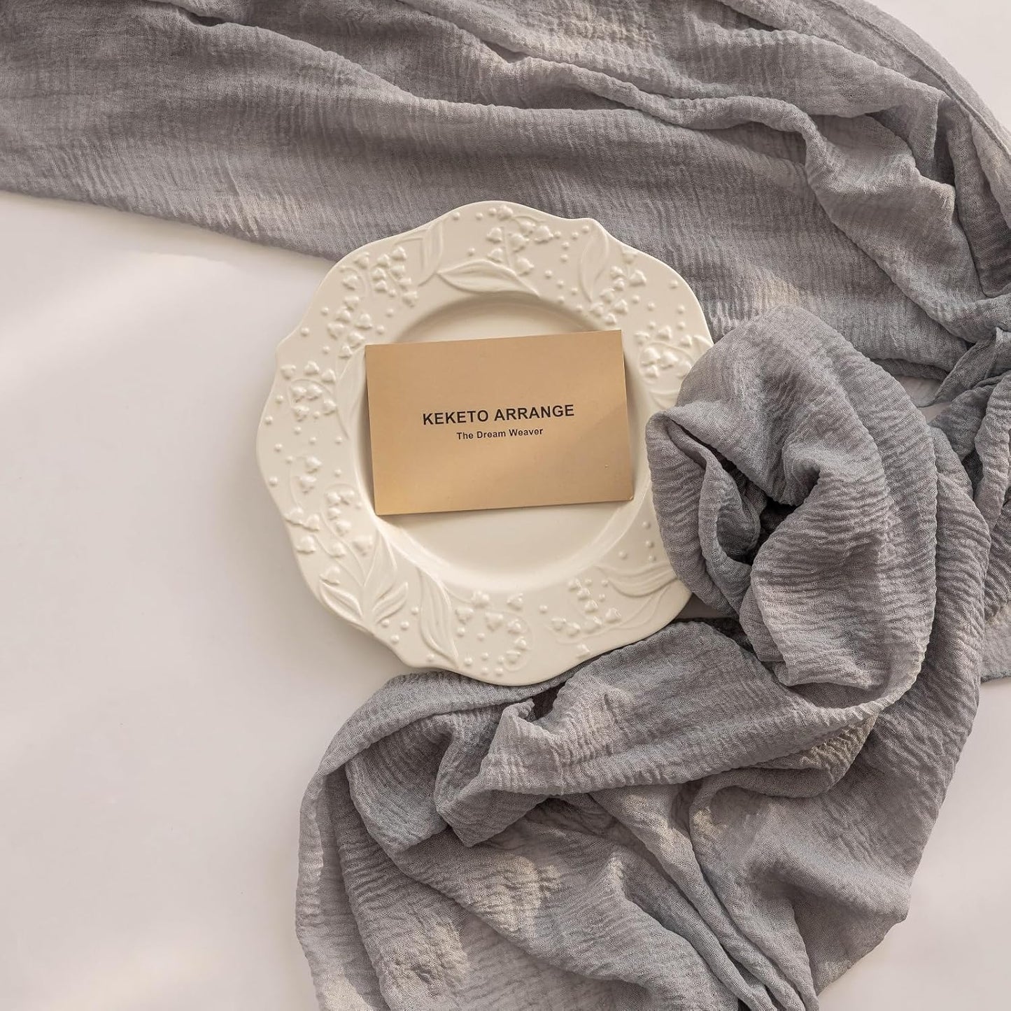 3pcs Dusty Blue Gauze Rustic Cheesecloth Table Runner 120 Inch 10 FT for Wedding Baby Shower Bridal Shower Birthday Engagement Garden Outdoor Party Long Sheer Boho Decorations