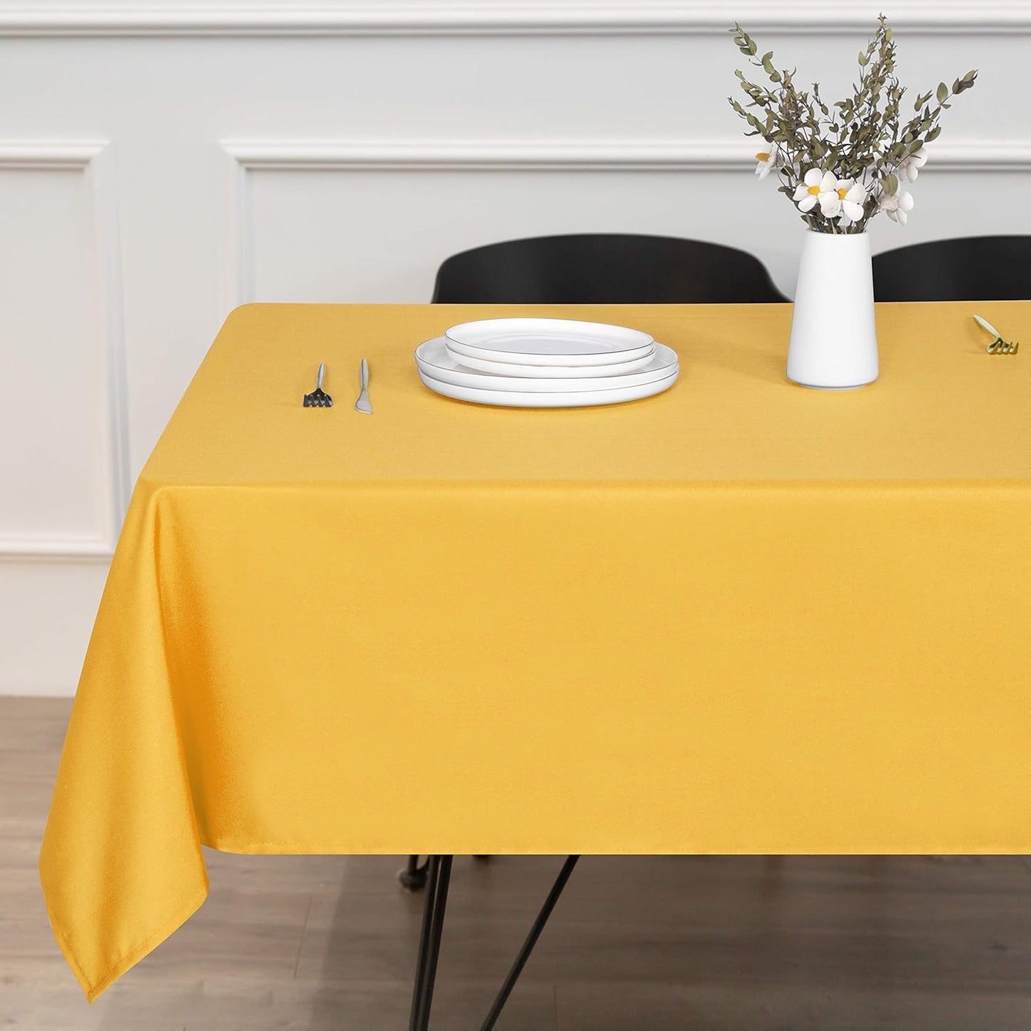 sancua Rectangle Tablecloth - 60 x 120 Inch - Stain and Wrinkle Resistant Washable Polyester Table Cloth, Decorative Fabric Table Cover for Dining Tables, Buffet Parties and Camping, Yellow