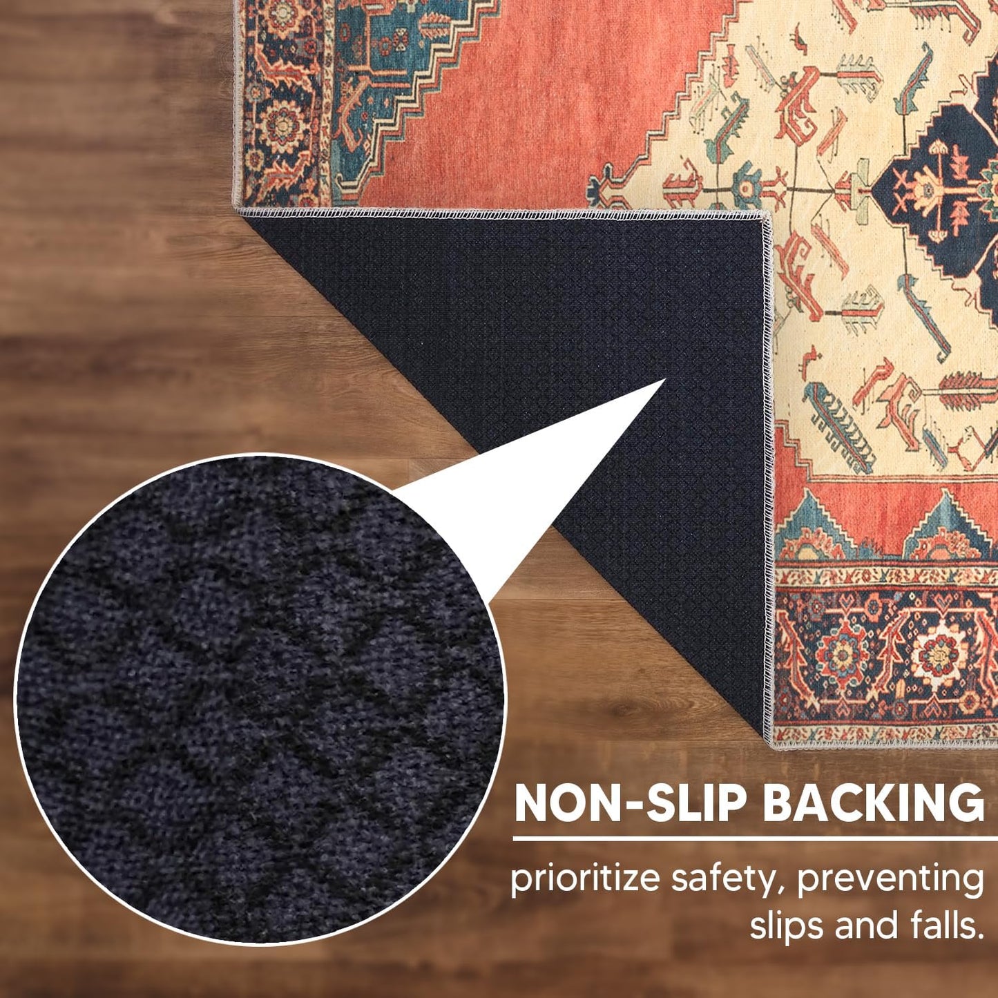 Keen Home Design 9x12 Rug - Machine Washable Area Rug with Non-Slip Backing, Ideal for Living Room, Dining Room, Bedroom - Vintage, Easy Clean, Durable, Low Pile Rug - (9' x 12')