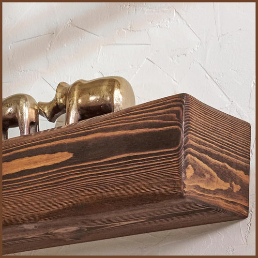 Handmade Fireplace Mantel Shelf 48", Extra Wide Rustic Wood Mantles for Over Fireplace, Wall Mounted Floating Mantel Shelves for Living Room Decor (Light Walnut, 48Lx6Hx8D)