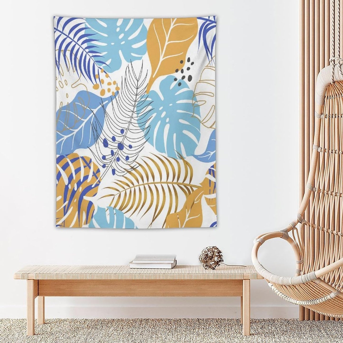 ICMOLYYENLO Tropical Palm Leaves Wall Tapestry, Wall Art for Room Decoration Beautiful Wall Hanging for Bedroom Living Room Dormitory Apartment 50x60 Inch