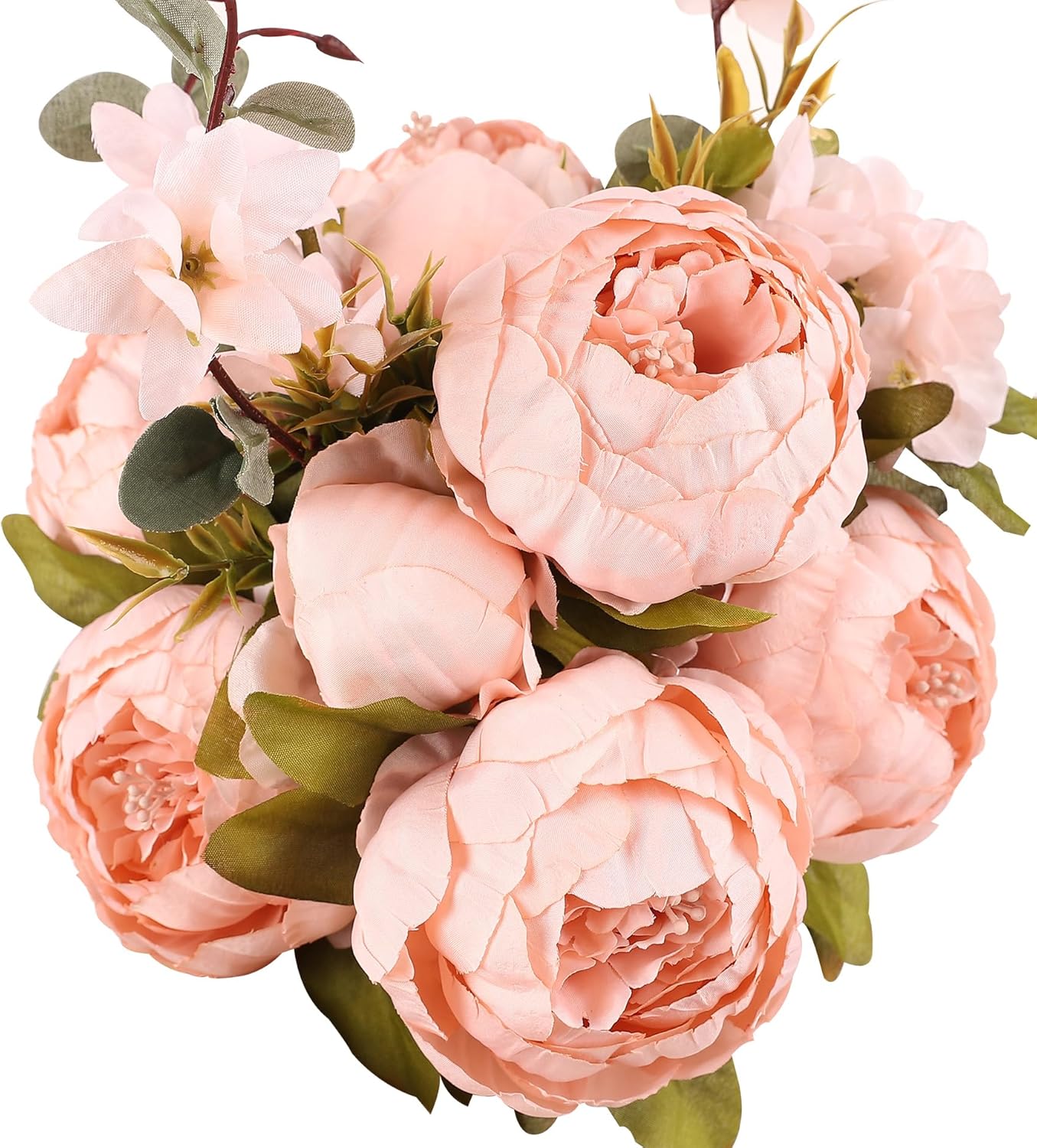 Duovlo Artificial Peony Silk Flowers Fake Flowers Vintage Wedding Home Decoration,Pack of 1 (New Pink)