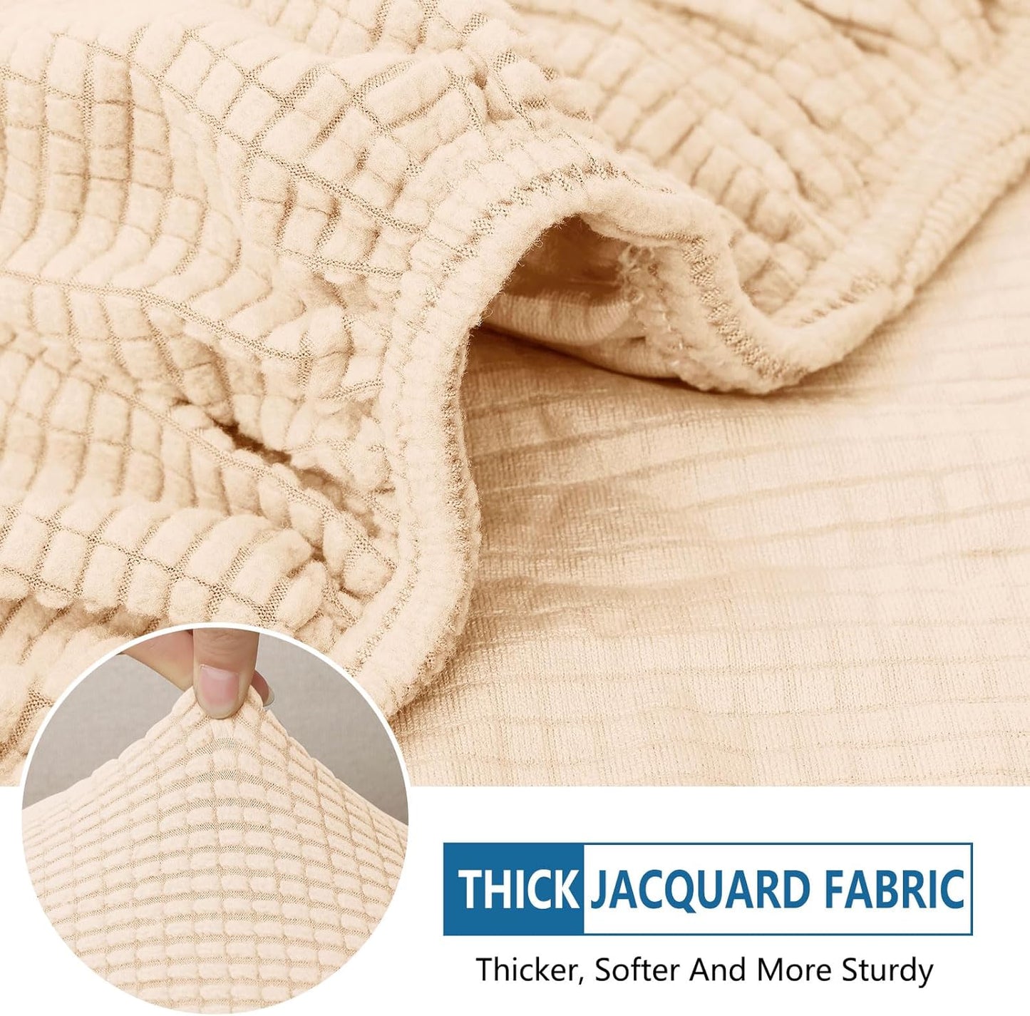 hyha Waterproof Sectional Couch Covers, Non Slip Sofa Couch Cushion Covers L Shape, Thick Stretch Jacquard Fabric, Washable Sofa Slipcovers with Elastic Bottom (1 Piece for Chaise XL, Beige)