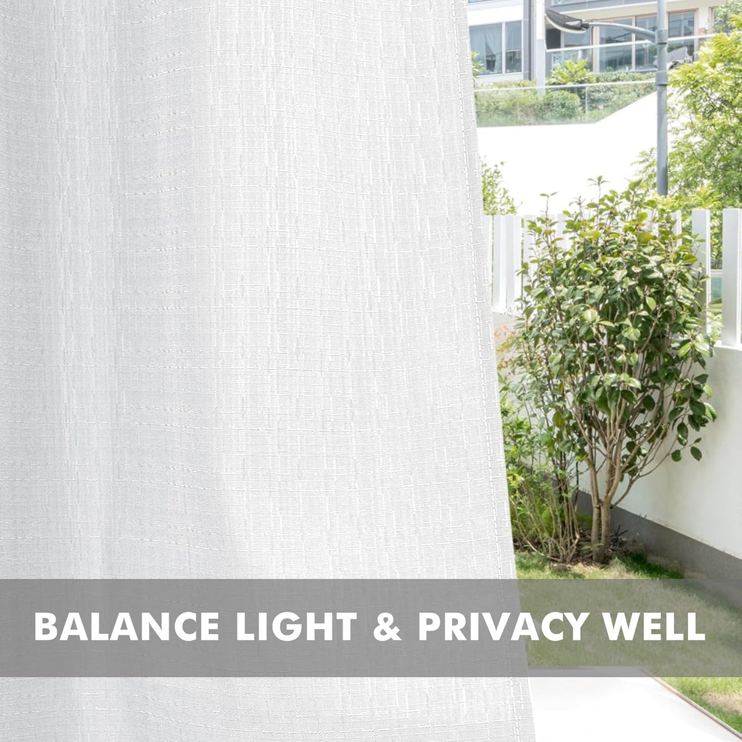 HolidayIdeas 4 Panels Outdoor Curtains for Patio Waterproof White Linen Curtains 95 Inch Length-Indoor/Outside Curtains Weatherproof, Privacy for Pergola, Porch, Gazebo-54 Wide x 95" Long