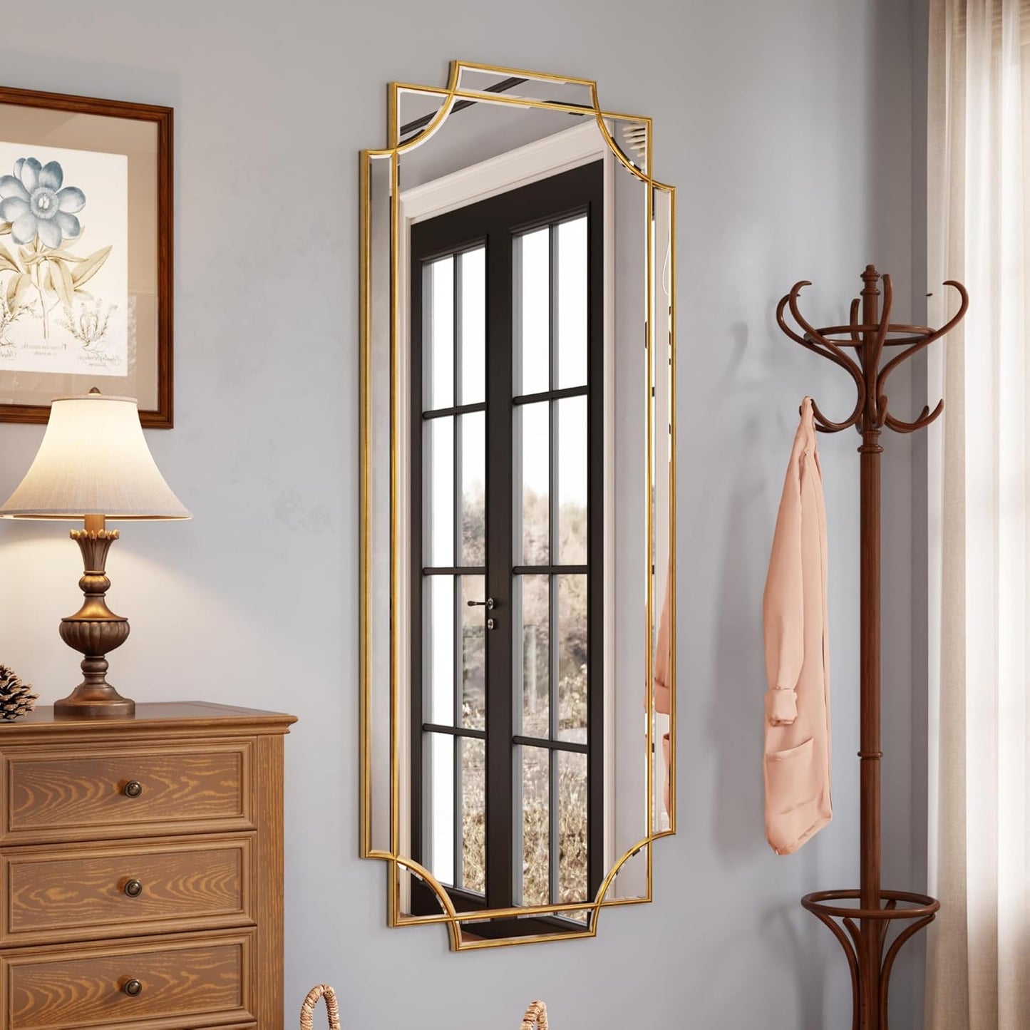 Kelly Miller Gold Full Length Mirror for Wall, 24" x58” Full Body Mirror Decorative Beveled Home Decor for Living Room Bedroom Bathroom Entryway Hallway Dressing Room