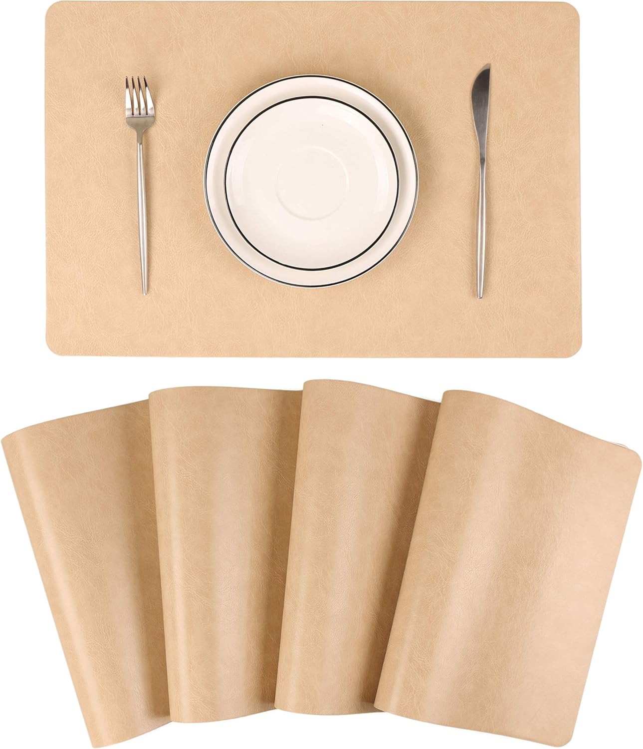 Faux Leather Placemats, Set of 4 PU Table Mats, Easy to Clean, Heat & Stain Resistant for Office Conference Table,Dining Home Decor