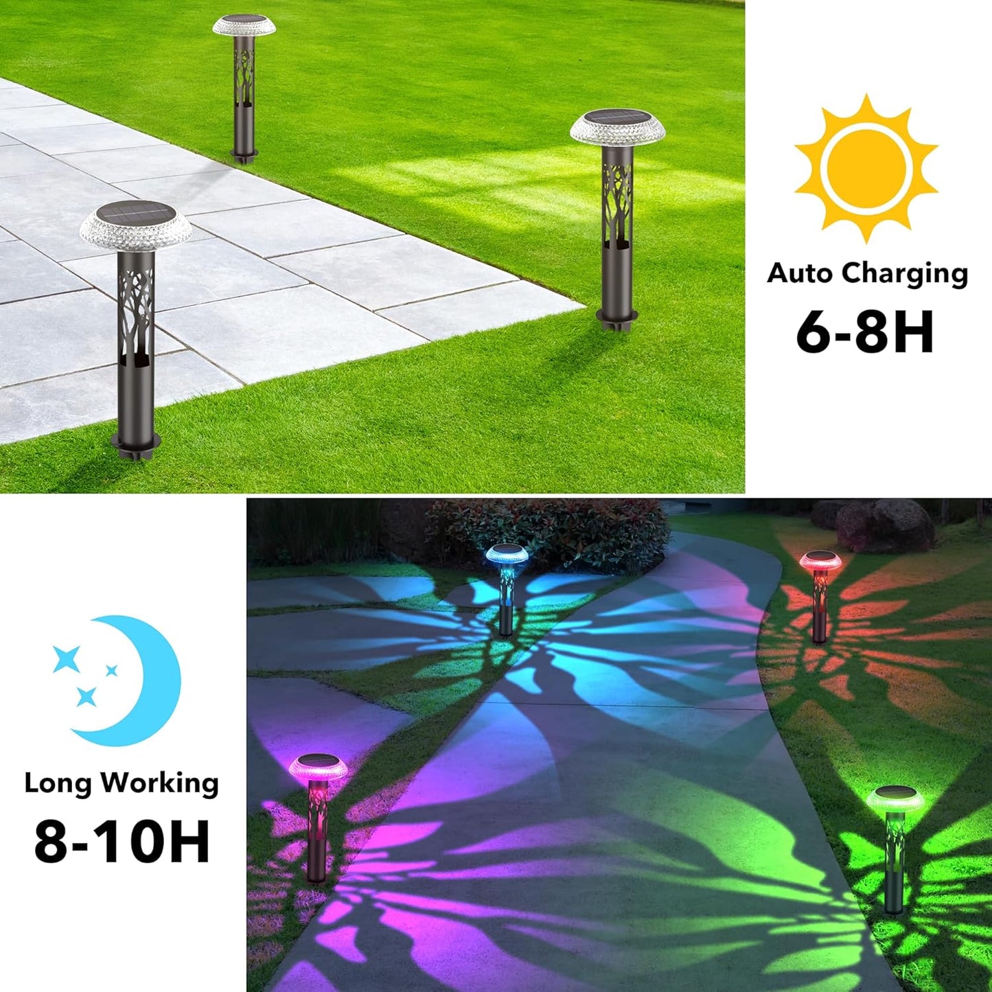 Large Solar Pathway Lights 6 Pack, 8 Modes Solar Lights Outdoor Landscape Lighting for Outside Path Walkway Driveway Sidewalk Patio Lawn Yard Garden Decor