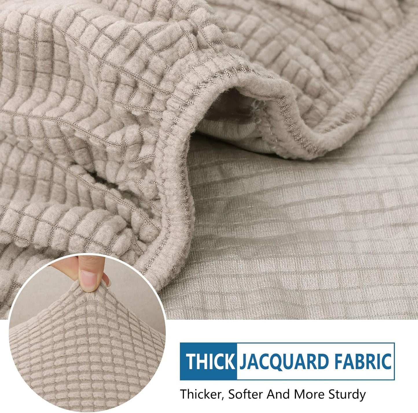 hyha Waterproof Couch Cushion Covers for Pets, Non Slip Sofa Seat Cover for Dogs Washable, Soft Thick Stretch Jacquard Fabric, Sofa Slipcovers with Elastic Bottom (1 Piece for Backrest M, Taupe)