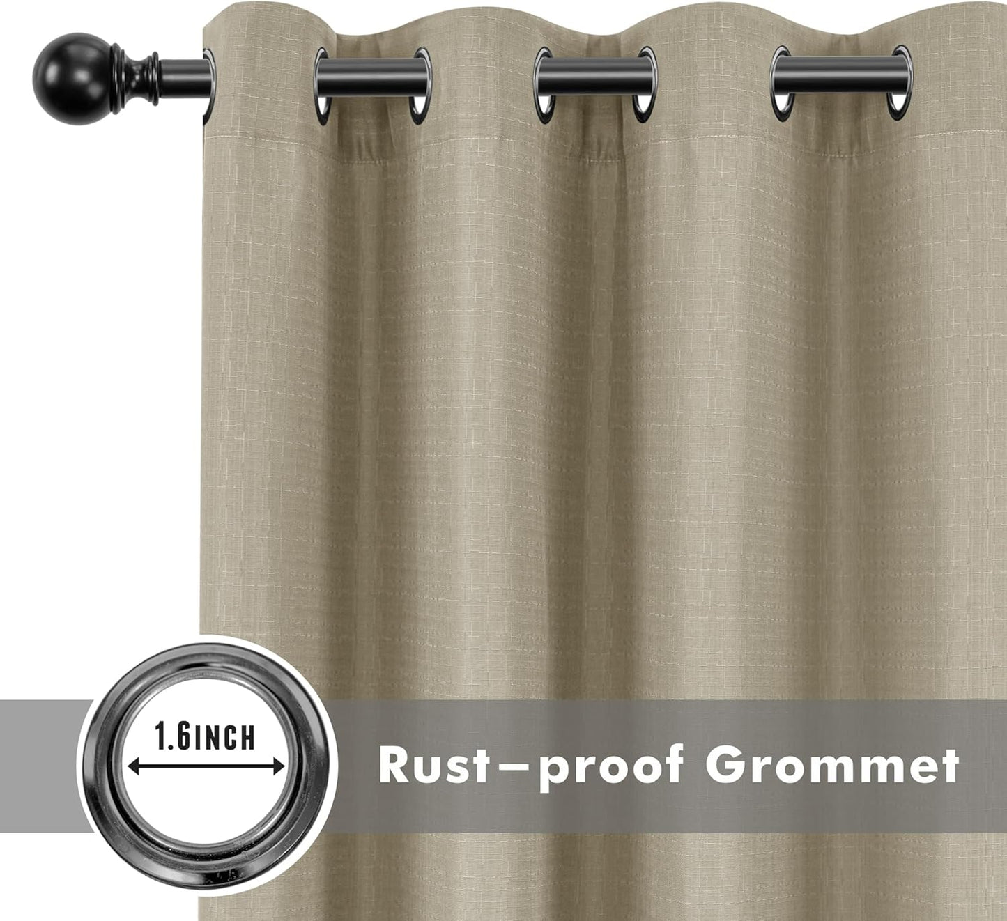 HolidayIdeas 2 Panels Linen Outdoor Curtains for Patio Waterproof Taupe Curtains 84 inch Length-Indoor Outside Curtains Weatherproof, Privacy for Pergola, Porch, Cabana, Gazebo 54" Wide x 84" Long