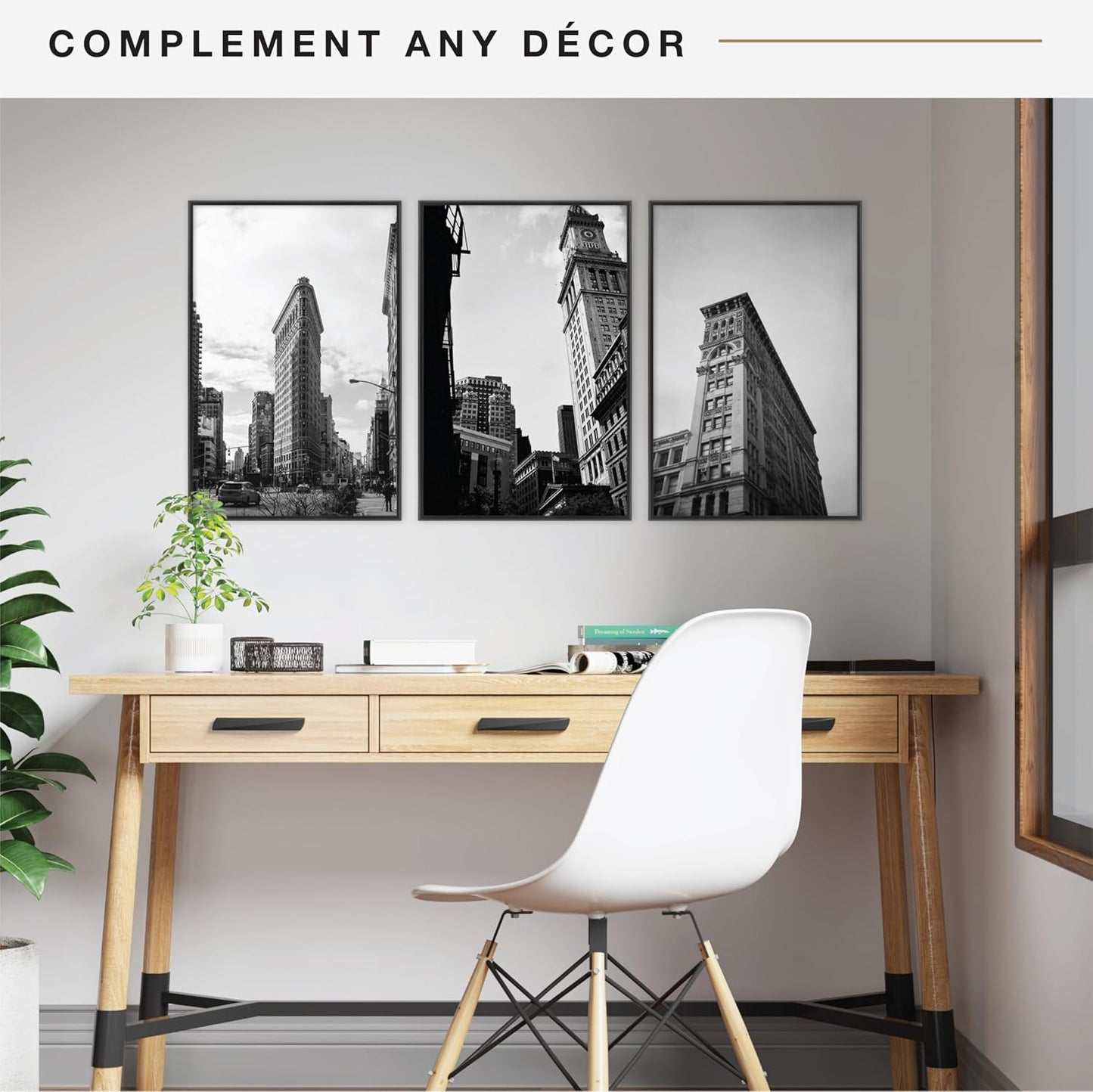 MCS Original Poster Frame 16x24 Black Lightweight Vertical & Horizontal Wall Hanging Large Picture Frame for Posters, Art Prints & Gallery Wall (3-Pack)