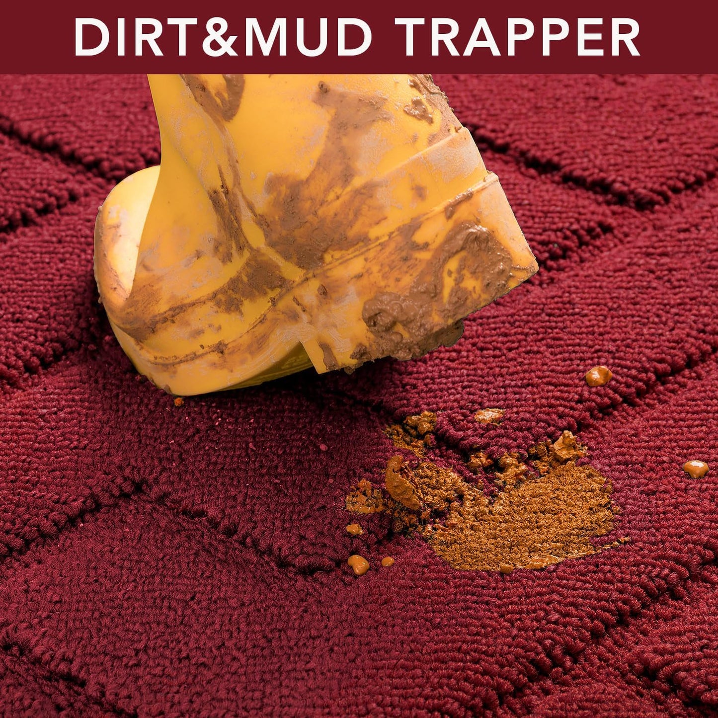 hicorfe Front Door Mat Outside Entrance,32"x40" Absorbent Muddy Dirt Resist Welcome Door Mats Outdoor Indoor,Stain and Fade Resistant,Non Slip Backing Entry Mat Doormat for Entryway(Red)