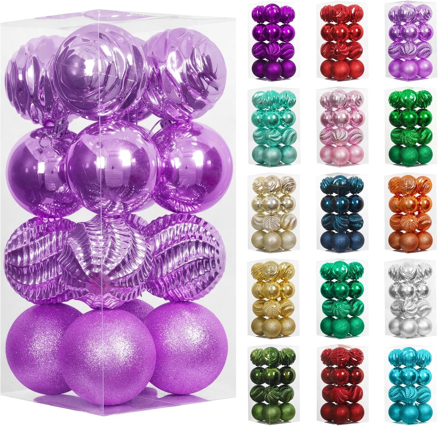 XmasExp 16ct Christmas Balls Ornaments - Shatterproof Large Hanging Ball Decorative Xmas Balls for Halloween Decorations Holiday Wedding Party Xmas Tree Decoration(3.15"/80mm, Light Purple)