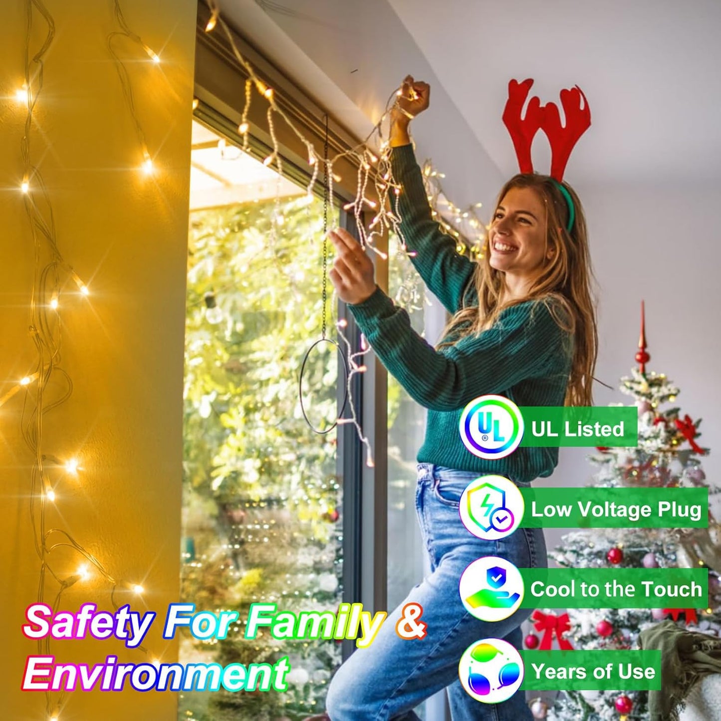 1620 LED Christma Lights with 360 Drops, 164ft Outdoor Hanging lights with 8 Modes & Timer Memory, Outsite Waterproof Curtain String Lights for Front House Fence Tree Holiday Decorations (Warm White)