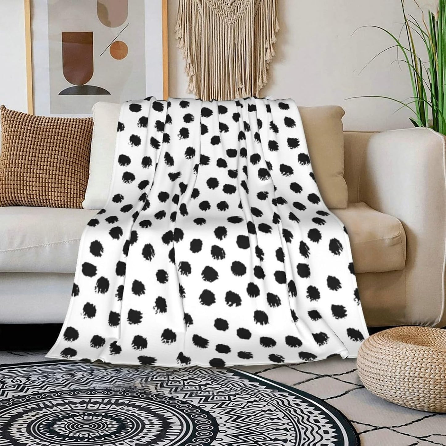 HGOD DESIGNS Polka DotsBlanket, Super Soft Brush Strokes Dots Throw Blanket 40"x50" Blanket for Bed Couch Chair Fall Winter Camping Living Room Office