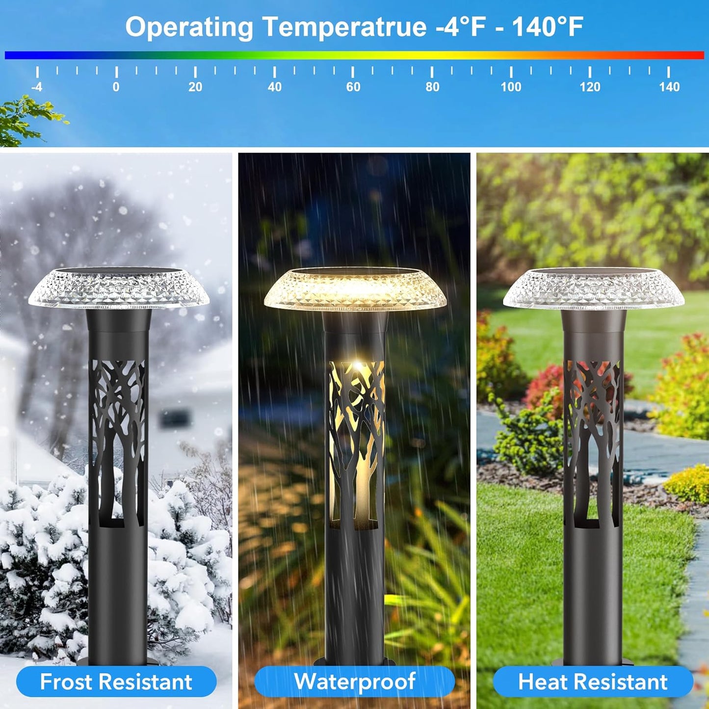 Large Solar Pathway Lights 6 Pack, 8 Modes Solar Lights Outdoor Landscape Lighting for Outside Path Walkway Driveway Sidewalk Patio Lawn Yard Garden Decor