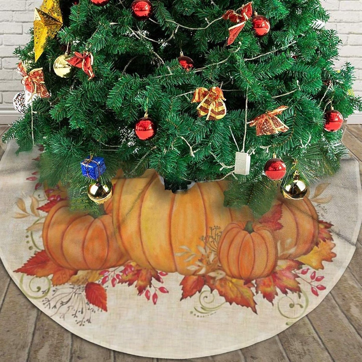 Christmas Tree Skirt,Fall Blessings Xmas Tree Skirt Rustic Farmhouse Tree Skirt for Christmas Decor Xmas Holiday Home Party Decorations30