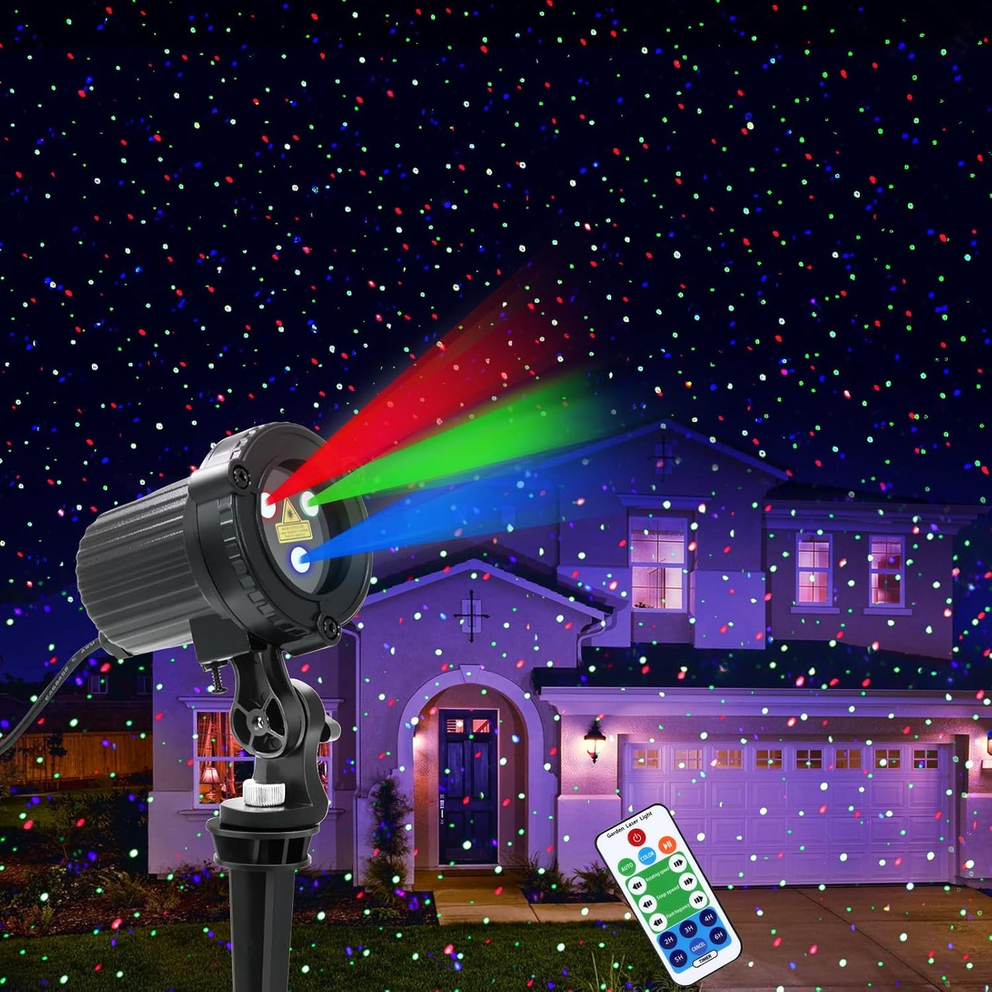 Christmas Laser Lights, Outdoor Garden Laser Lights Projector with Moving RGB Waterproof for Christmas Holiday